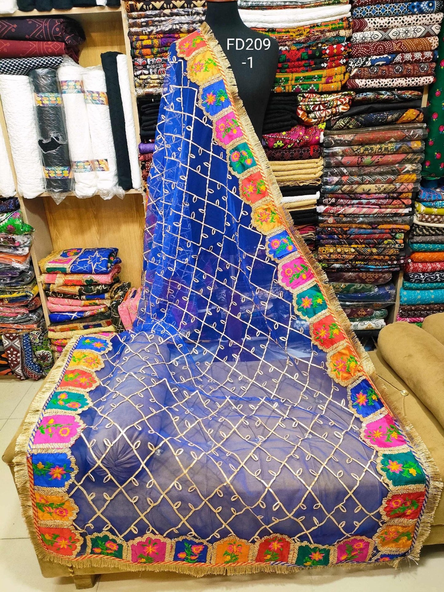 Fancy Net Dupatta Blue