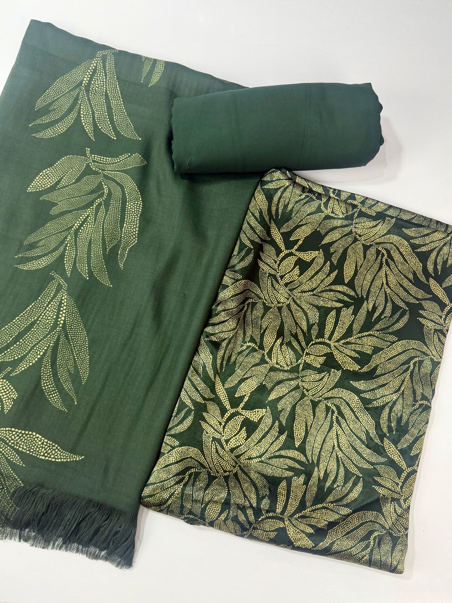 China Pati Suit With Wool Shawl | Pure China Pati Silk | Perfect Material Gift Article