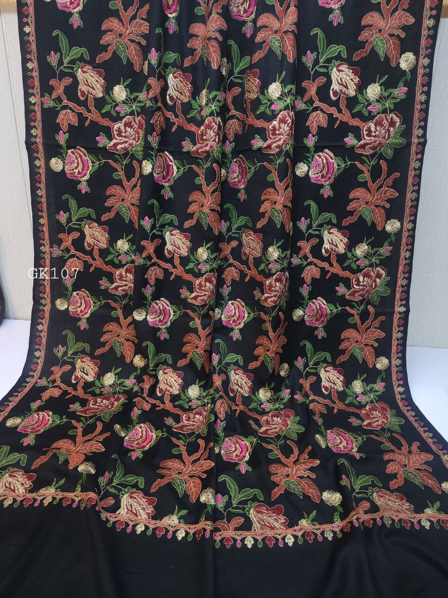 Gulabkar Pashmina Embroidered Shawl Fancy Tilla and Thread Work Perfect Gift For Her