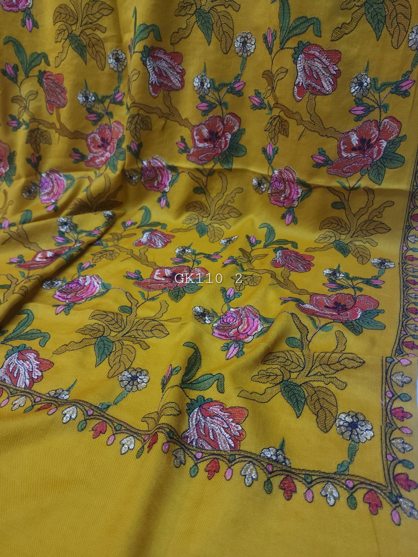 Gulabkar Pashmina Embroidered Shawl Fancy Tilla and Thread Work Perfect Gift For Her