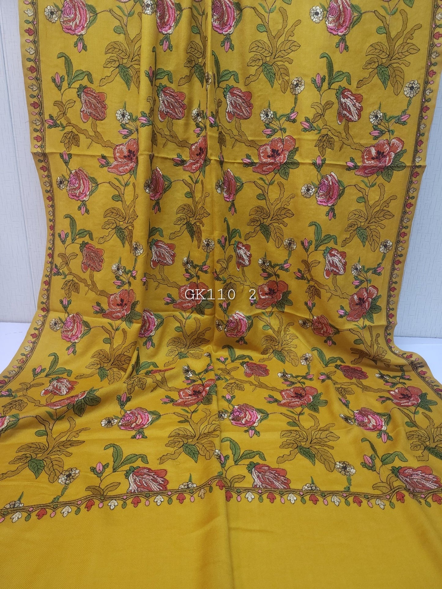 Gulabkar Pashmina Embroidered Shawl Fancy Tilla and Thread Work Perfect Gift For Her