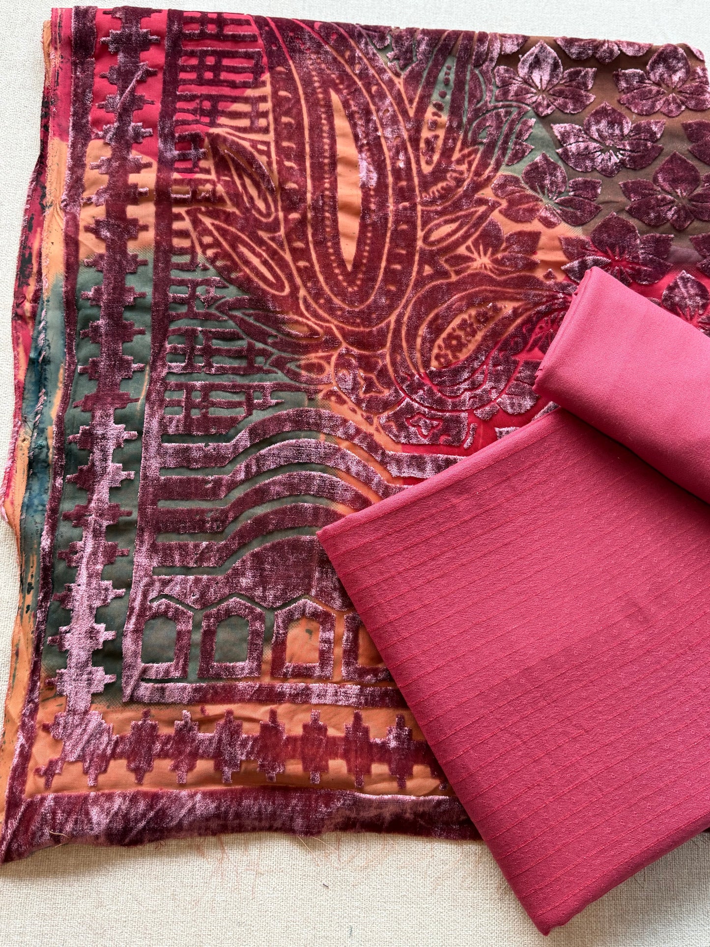 3 Piece Suit | Moonlight Marina with Velvet Palachi Shawl | Tea Pink