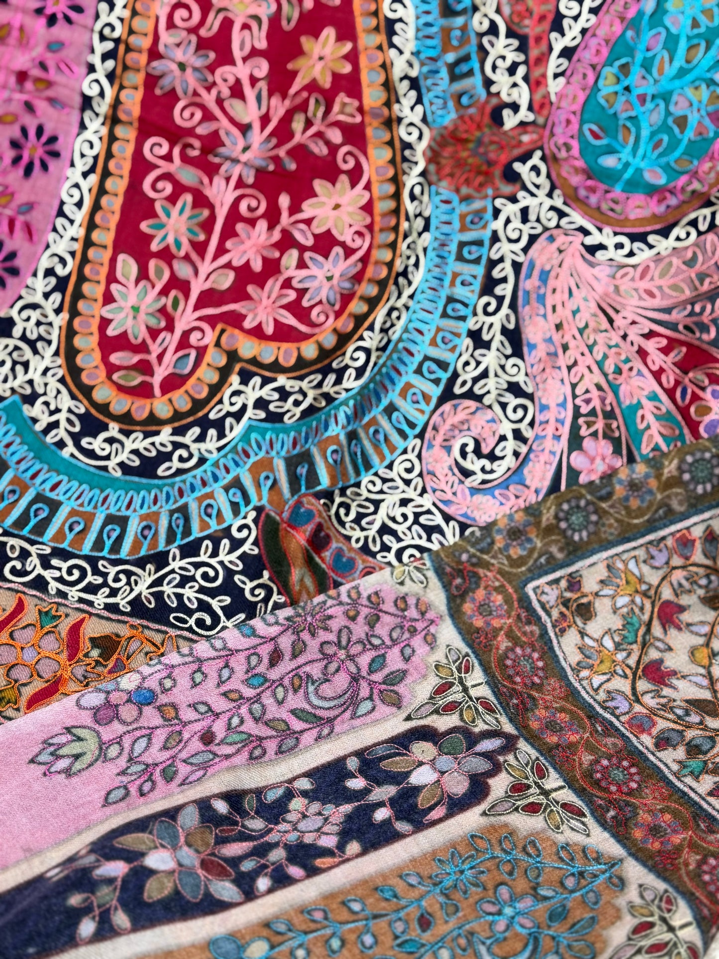 Qalamkar Shawl on Toosh Base | Made in Kashmir Multicolor Floral Design | QM101