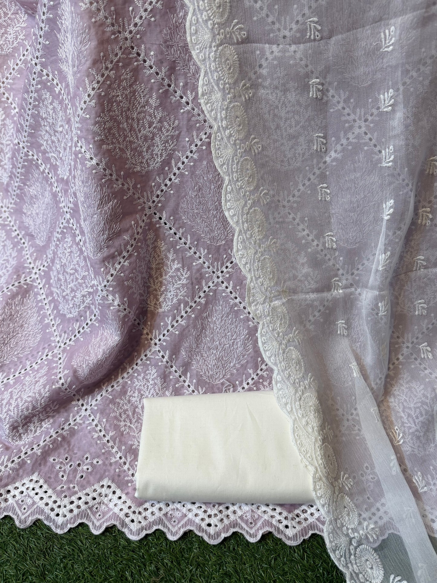 3 Piece Chikankari Suit | Chiffon Embroidered Dupatta | Tea Pink