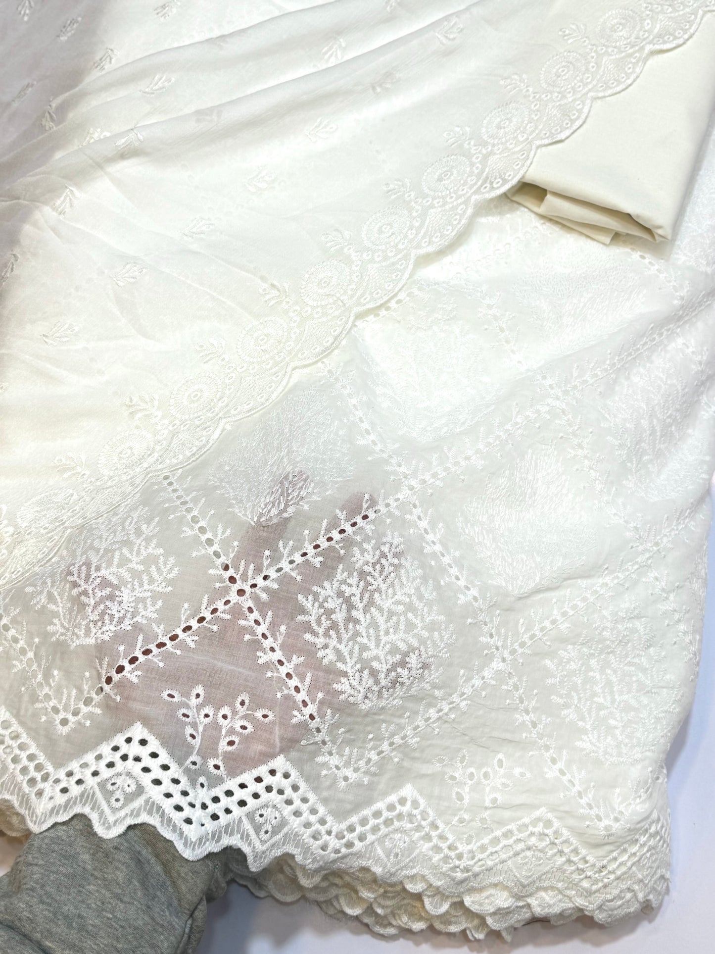 3 Piece Chikankari Suit | Chiffon Embroidered Dupatta | White