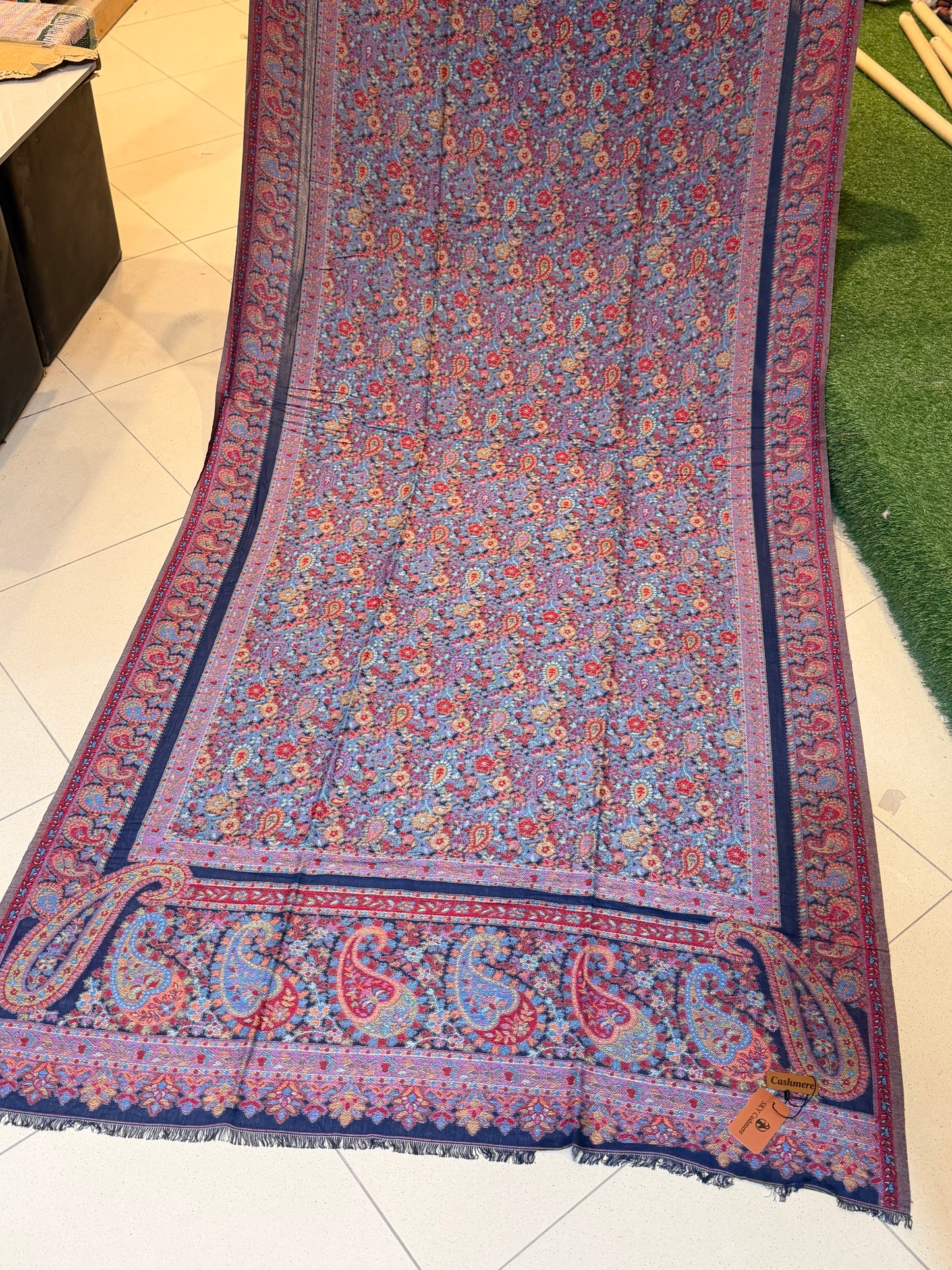 Sky Cashmere Full Size Kani Shawl | Navy Blue