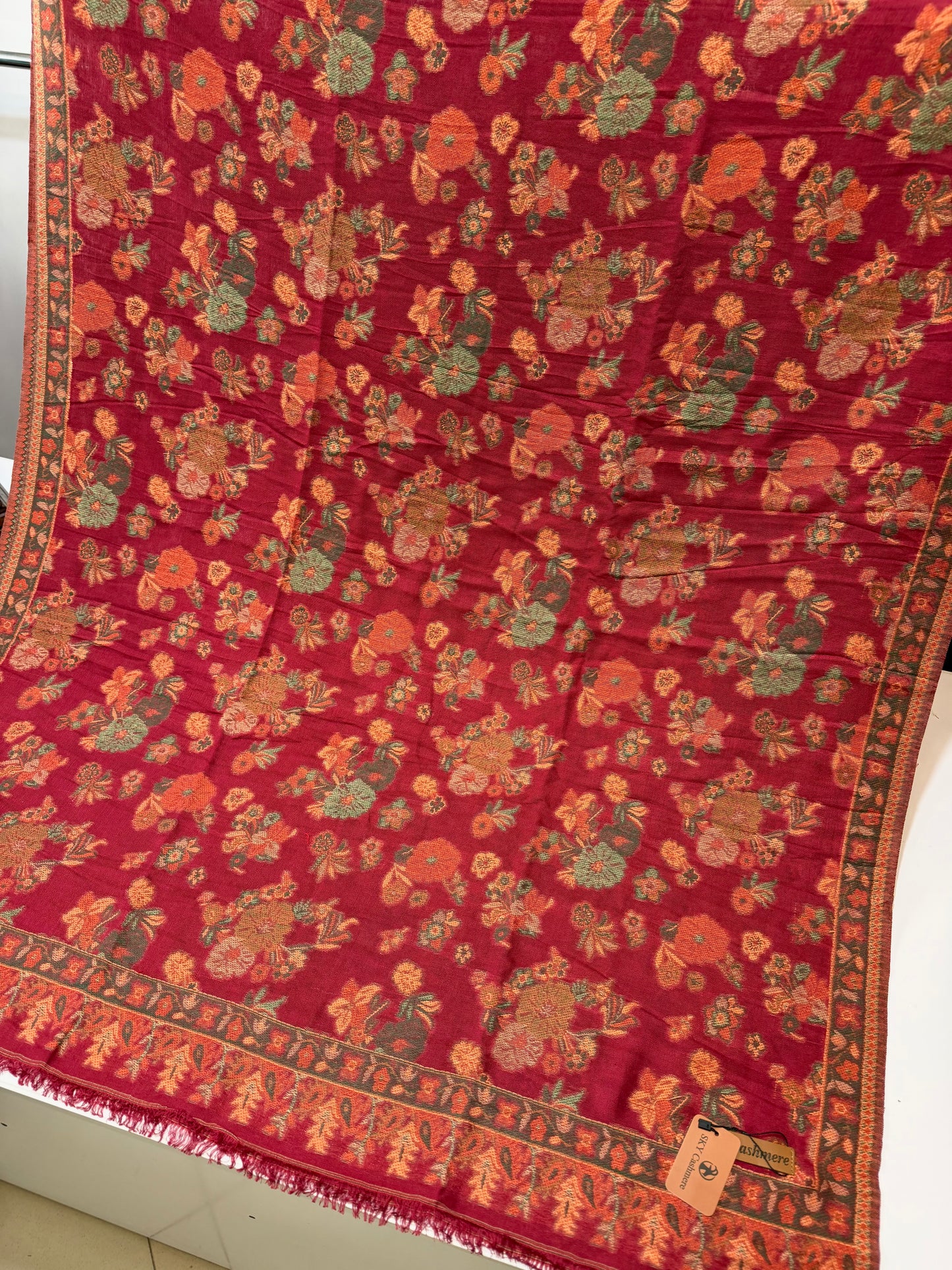 Sky Cashmere Full Size Kani Shawl | Maroon