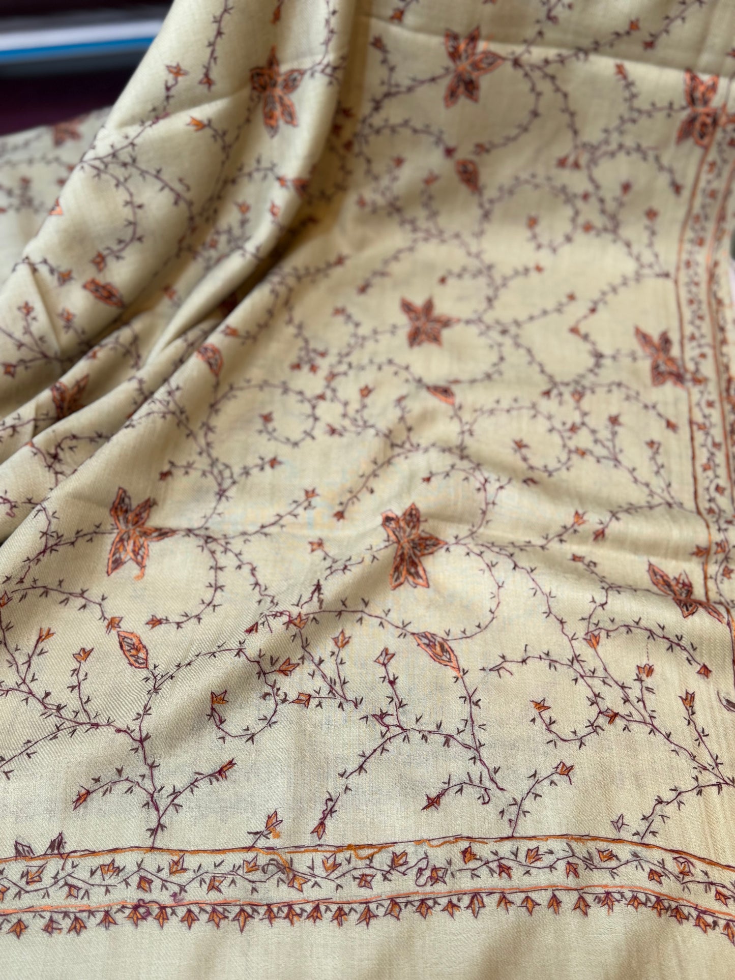 Pashmina Handmade Full Embroidered Souzni Shawl Beautiful New Design 2025 Collection Made in Kashmir