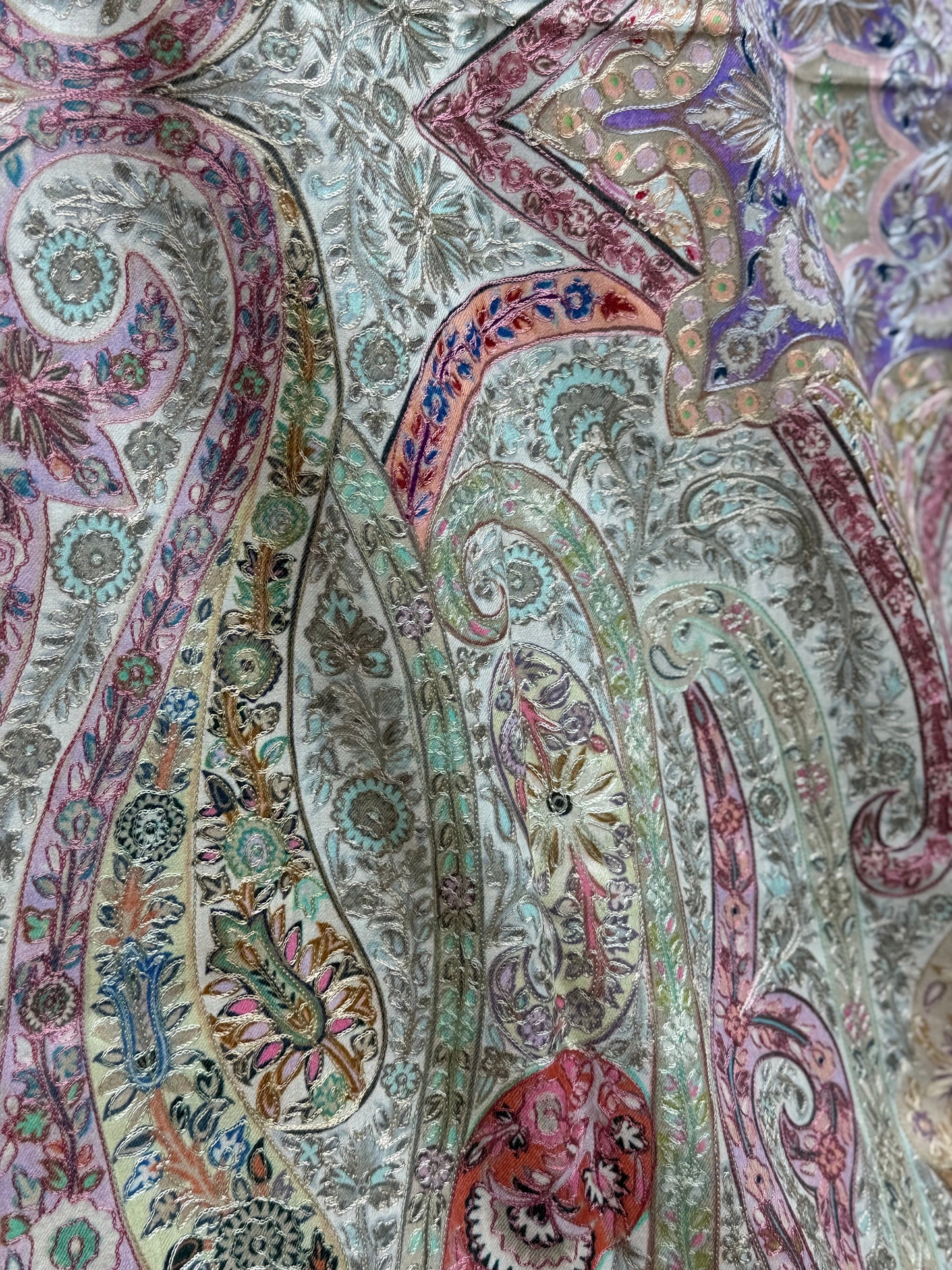 Qalamkar Shawl on Toosh Base | Made in Kashmir Multicolor Floral Design | QM109