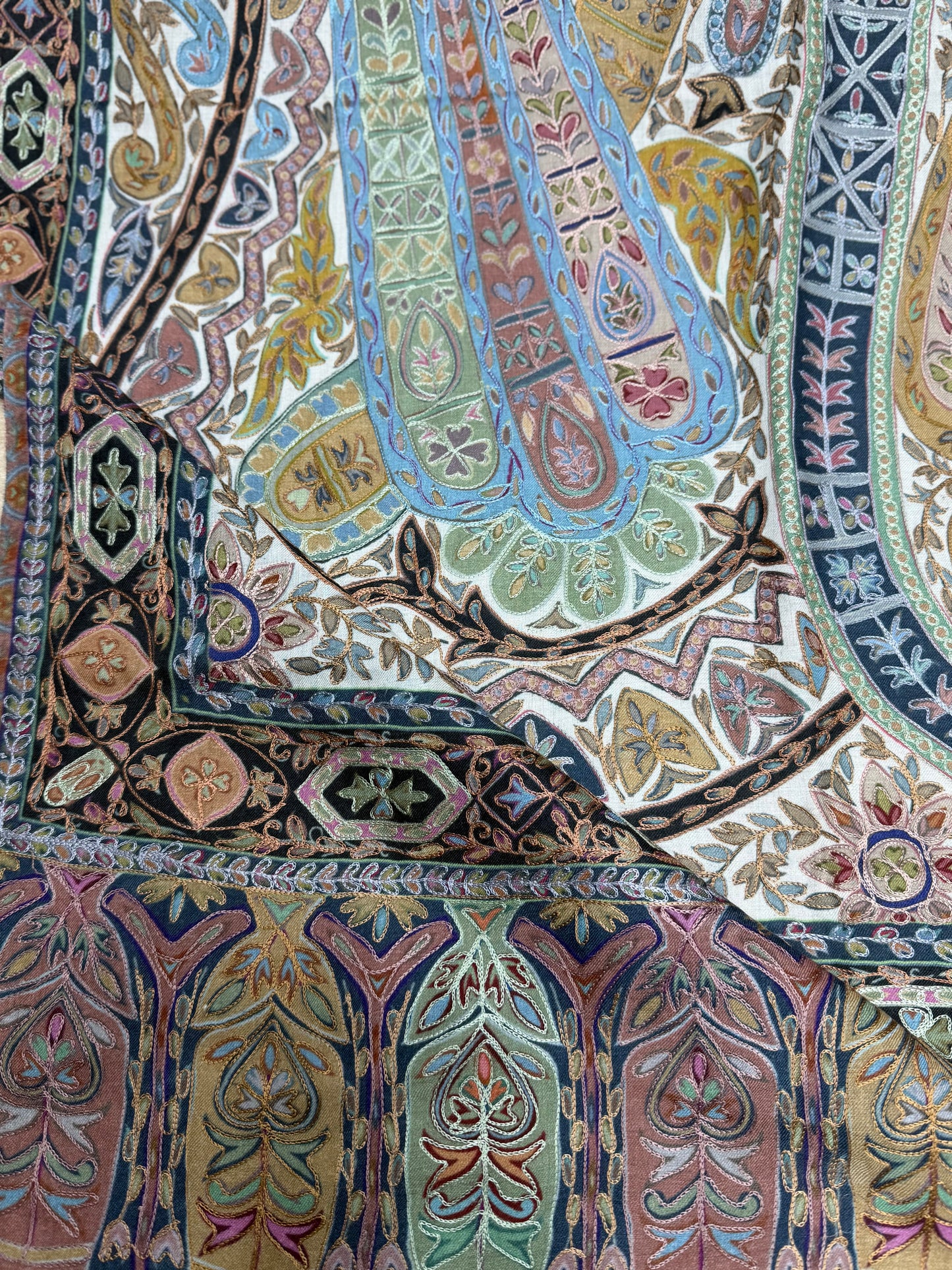 Qalamkar Shawl on Toosh Base | Made in Kashmir Multicolor Floral Design | QM111