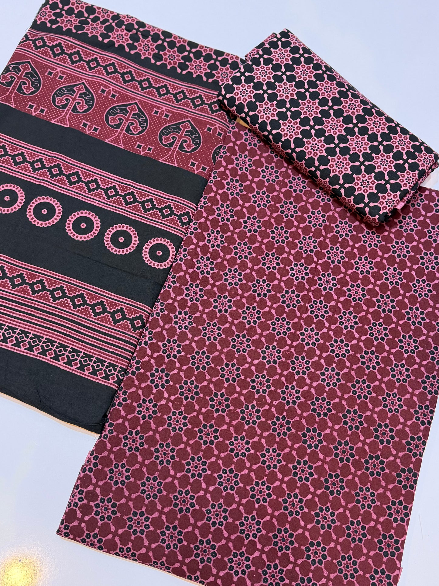 Ajrak Cotton Block Printed 3 Piece Unstitched Suit 25% OFF