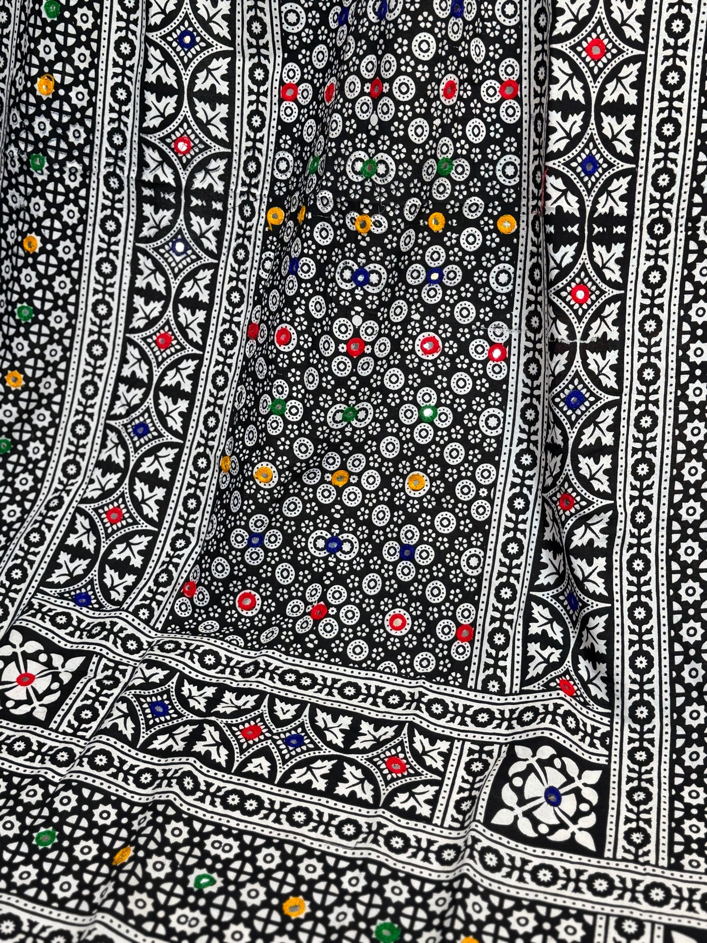 Ajrak Cotton Handmade Dupatta Embroidered | Black