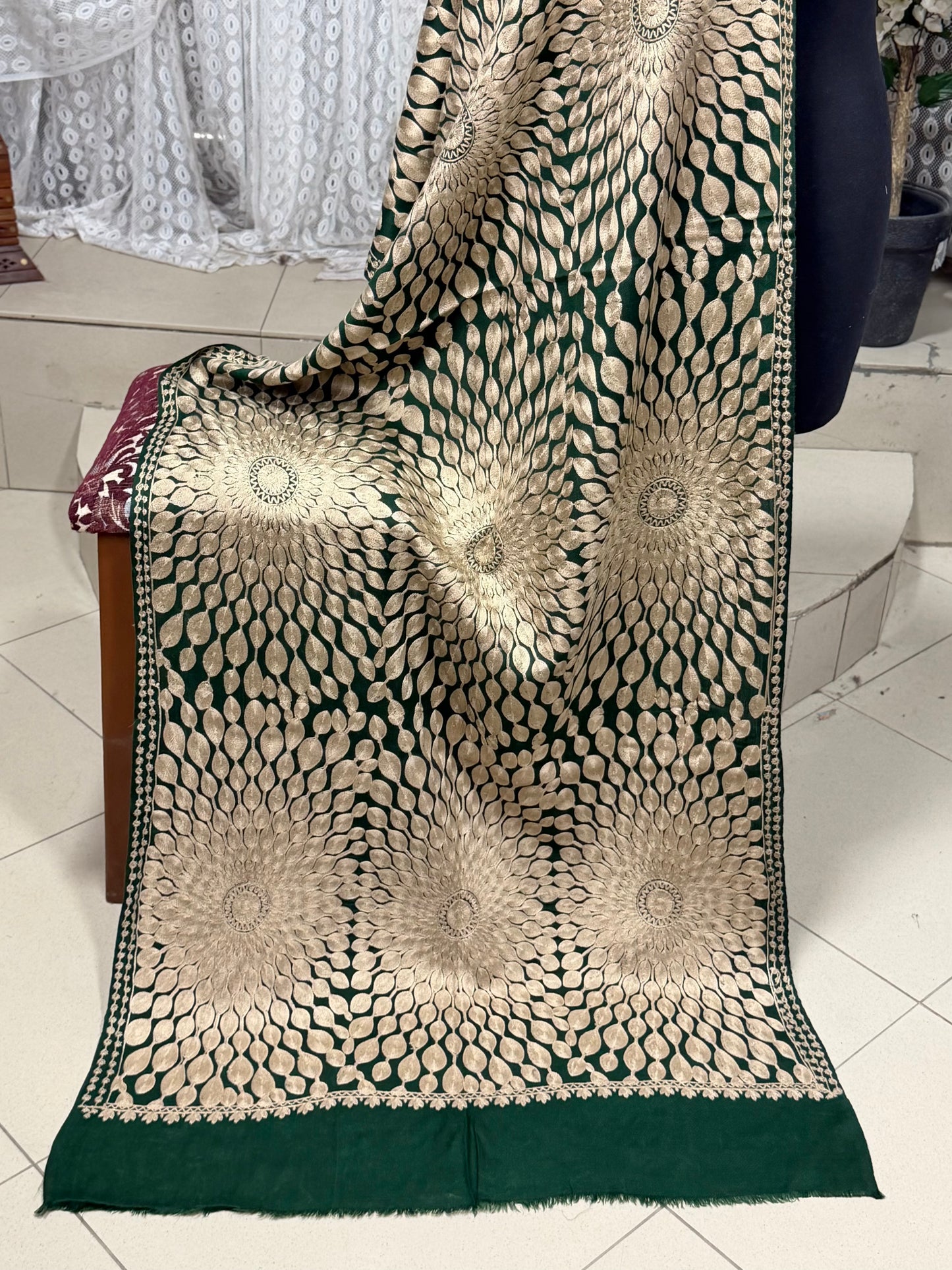 Pashmina Stole Suraj Jaal Full Embroidery Kashmiri Work in Sale Price perfect Gift