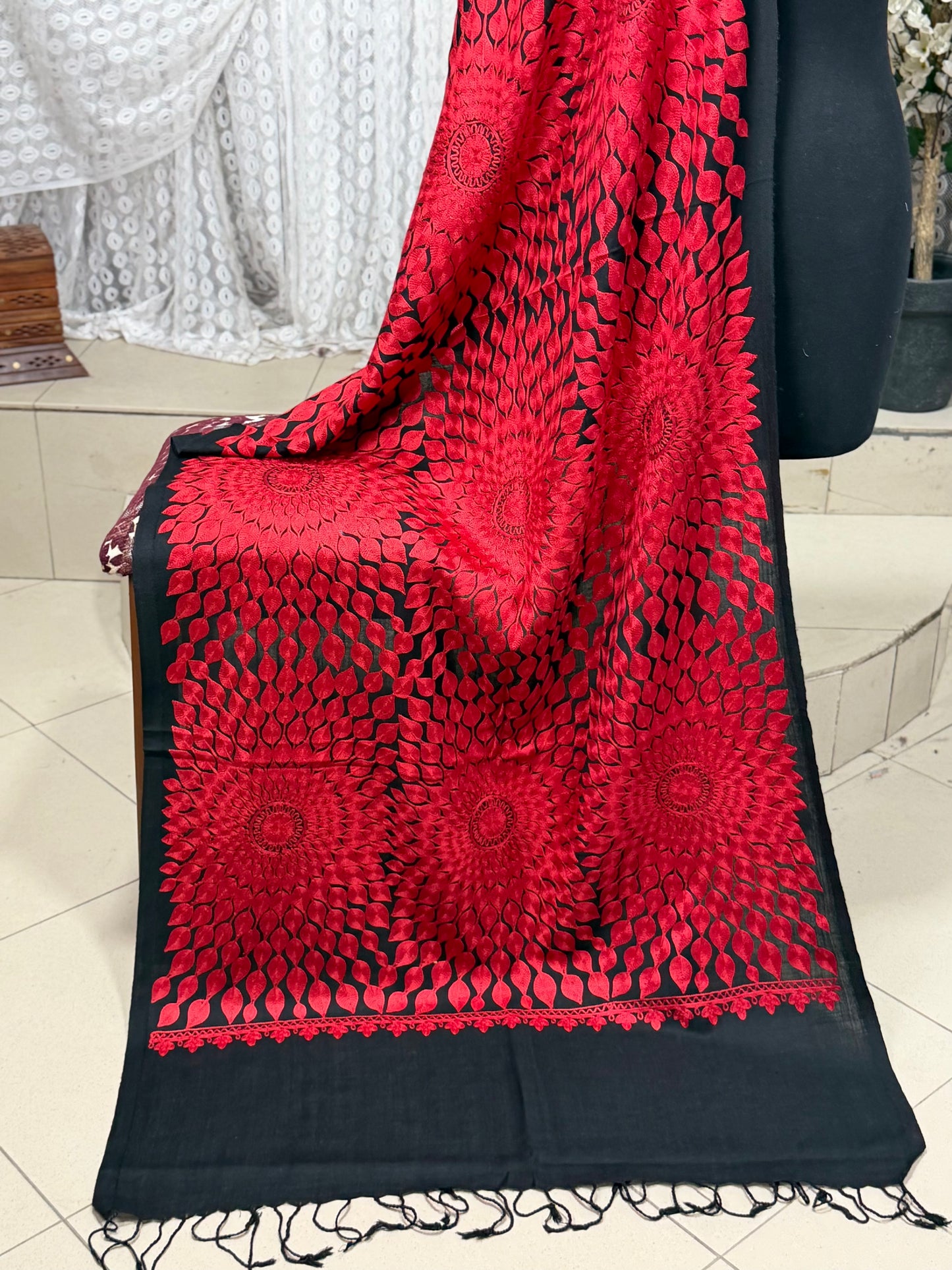 Pashmina Stole Suraj Jaal Full Embroidery Kashmiri Work in Sale Price perfect Gift