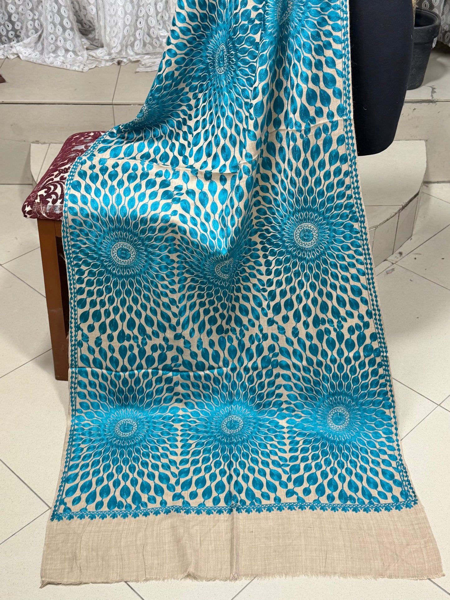 Pashmina Stole Suraj Jaal Full Embroidery Kashmiri Work in Sale Price perfect Gift