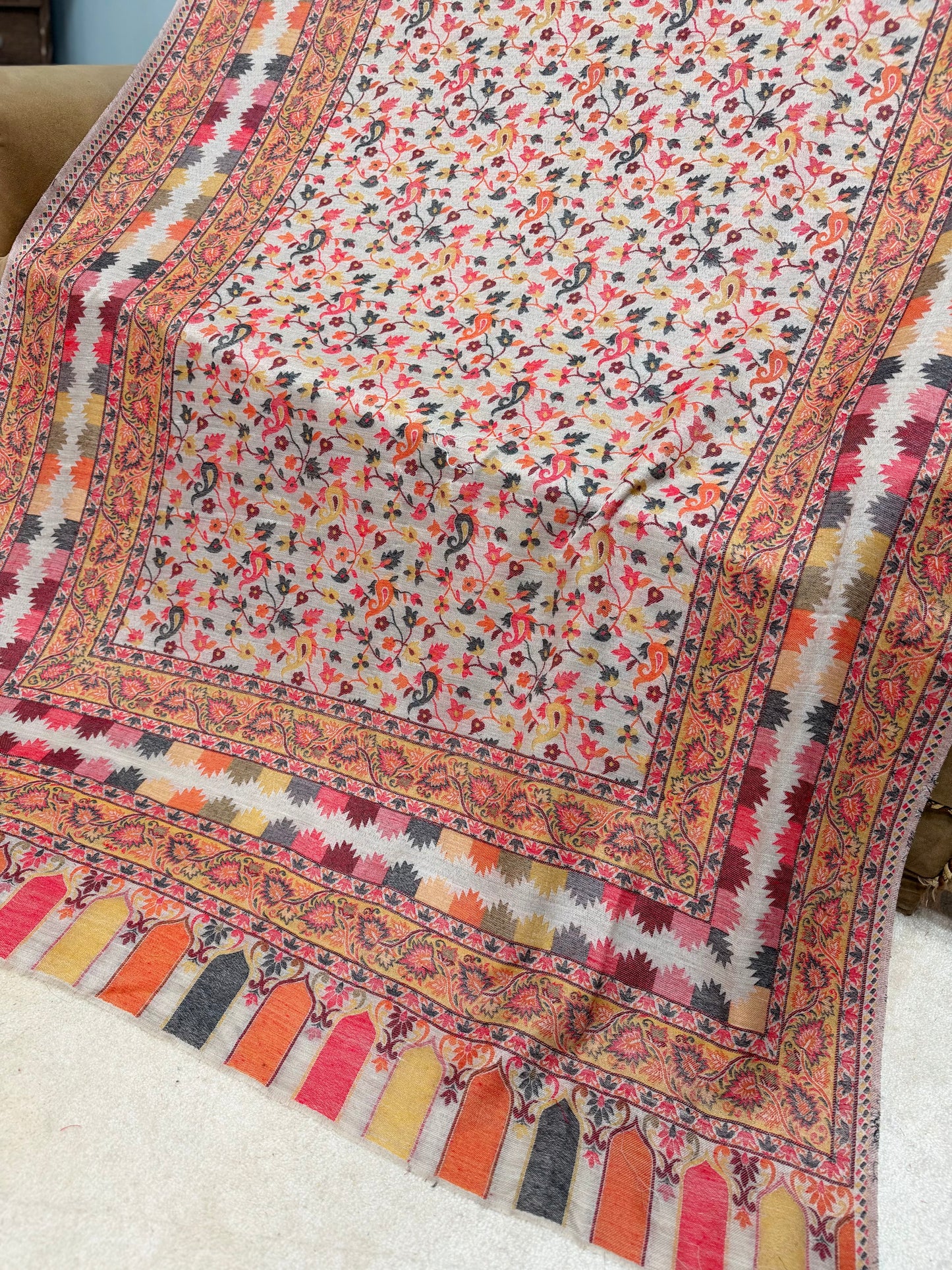 Pashmina Wool Kani Shawl in Full Size Multi Color | Skin Jaal