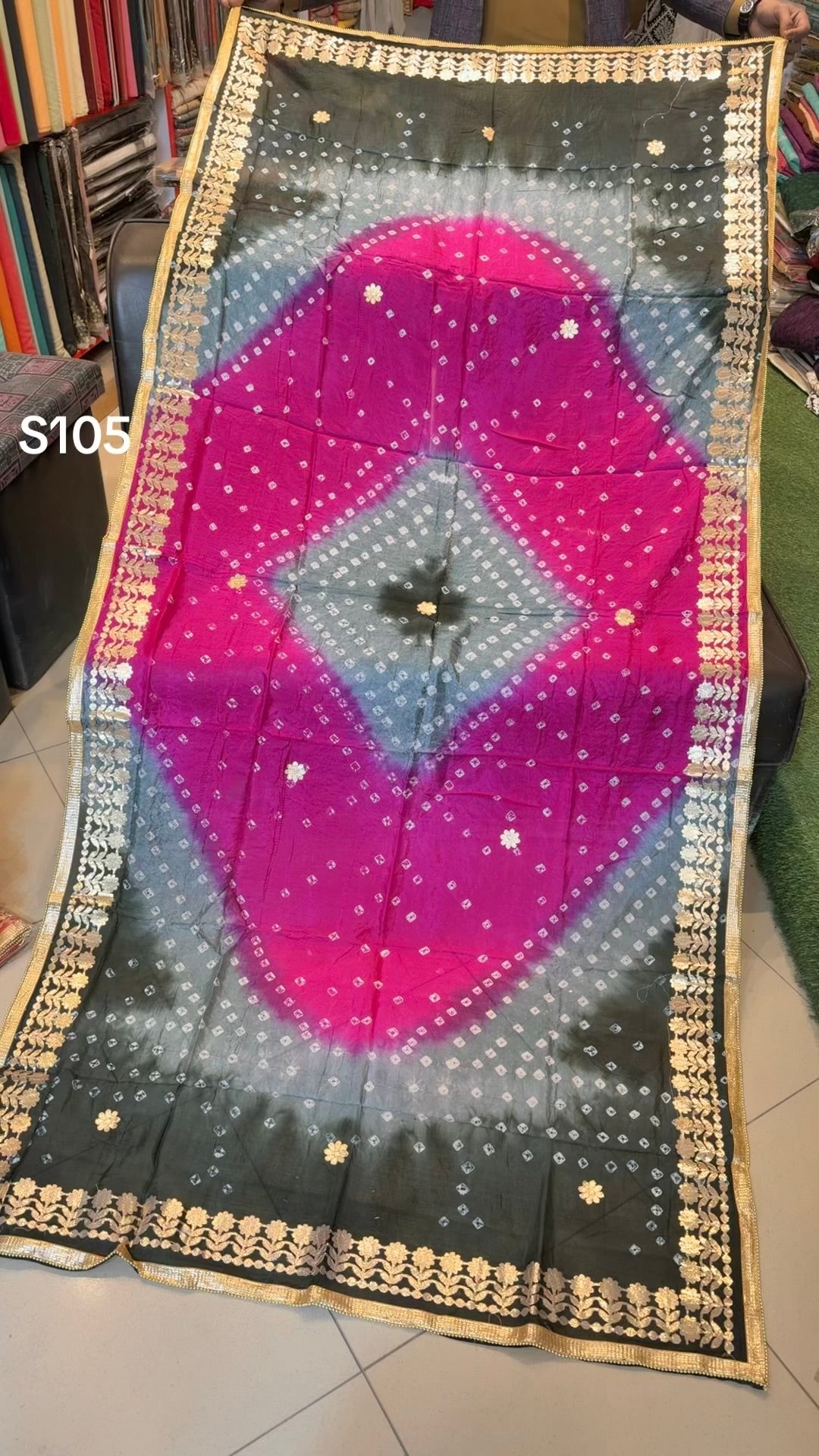 Silk Chunri Embroidered Handmade Dupatta Gota Work | S105