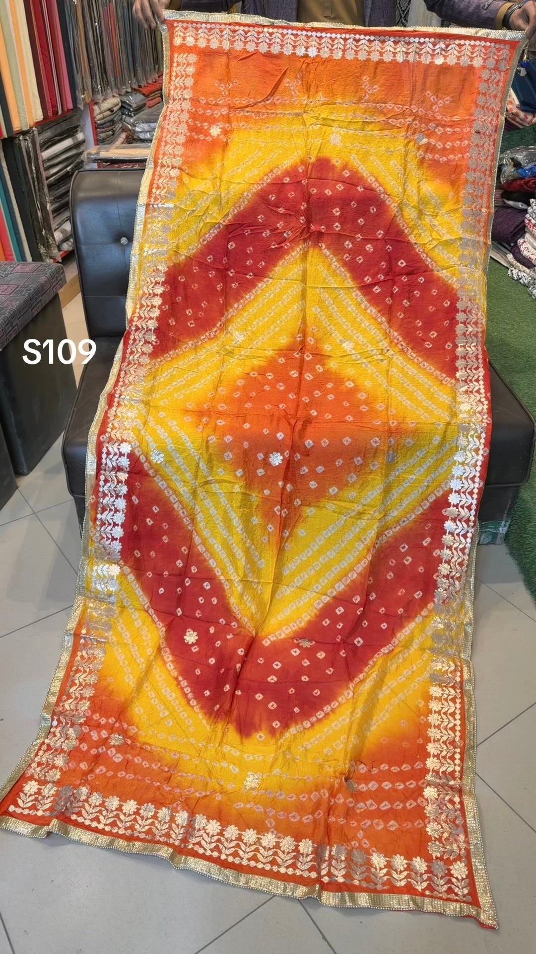 Silk Chunri Embroidered Handmade Dupatta Gota Work | S109