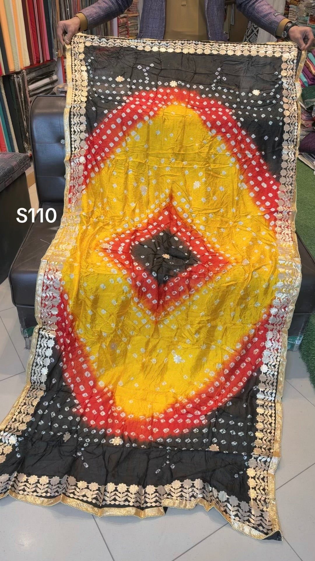 Silk Chunri Embroidered Handmade Dupatta Gota Work | S110