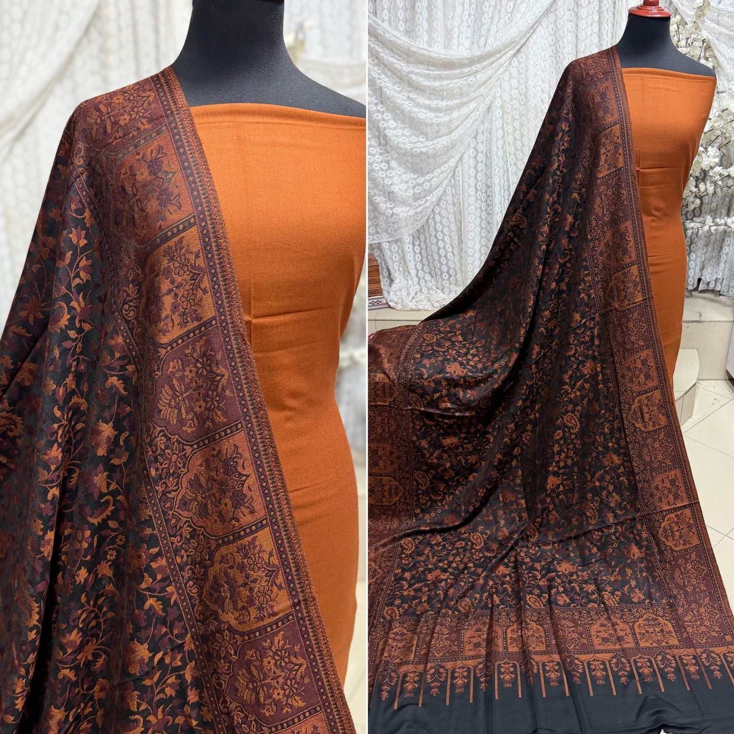 3 Piece Kani Shawl Suit | Plain Marina Suit With Kani Pashmina Shawl Perfect Gift
