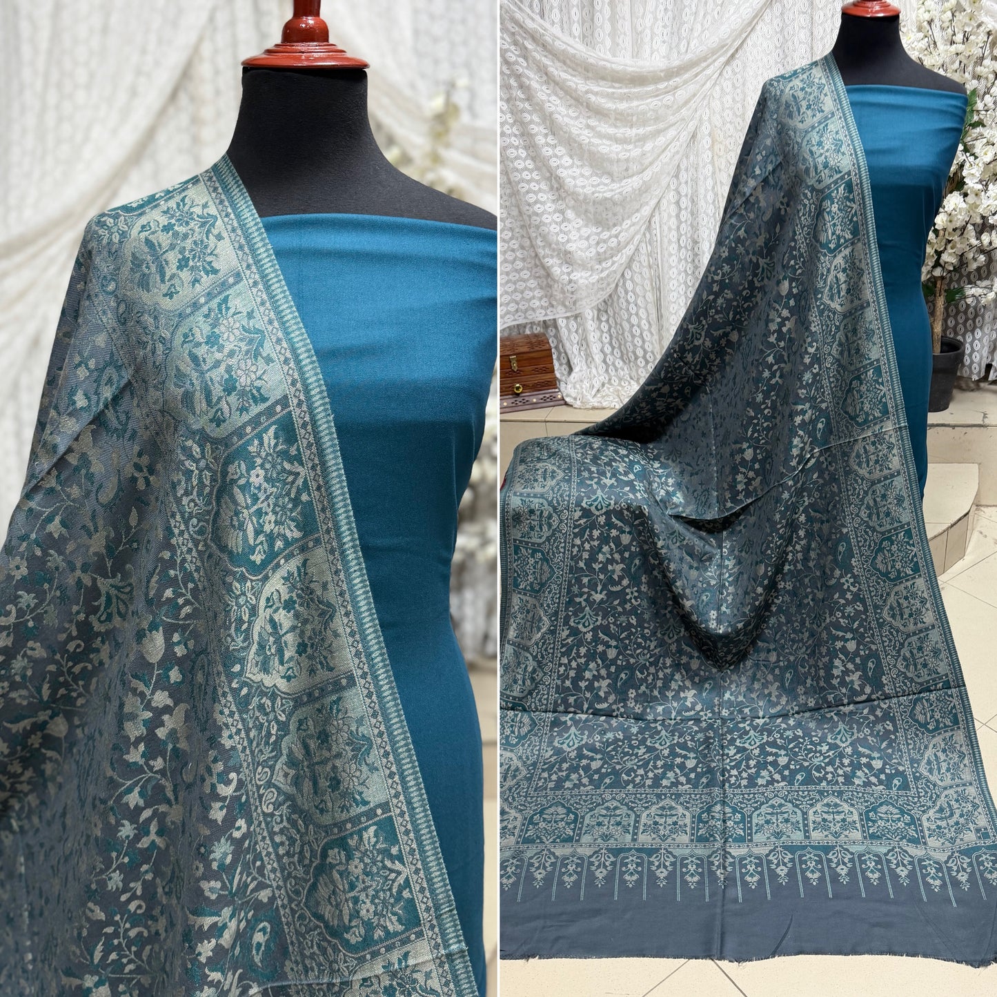 3 Piece Kani Shawl Suit | Plain Marina Suit With Kani Pashmina Shawl Perfect Gift