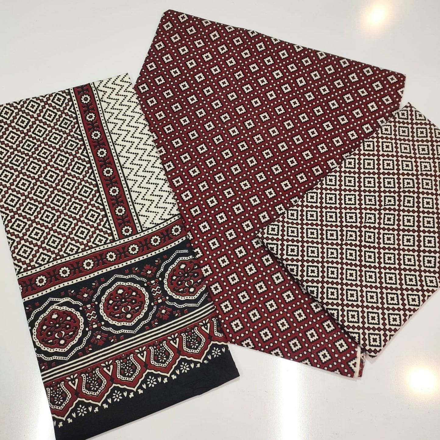 Ajrak Cotton 3 Piece Unstitched Suit 25% OFF