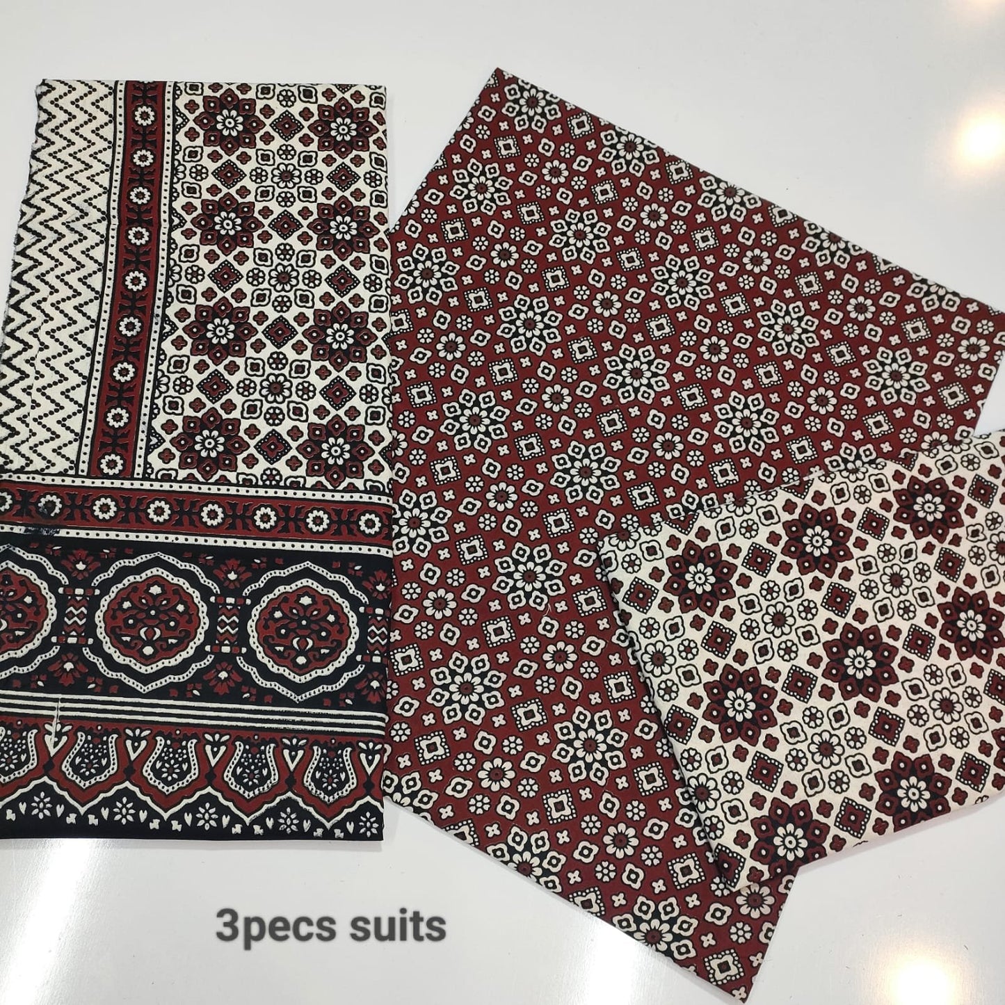 Ajrak Cotton 3 Piece Unstitched Suit 25% OFF