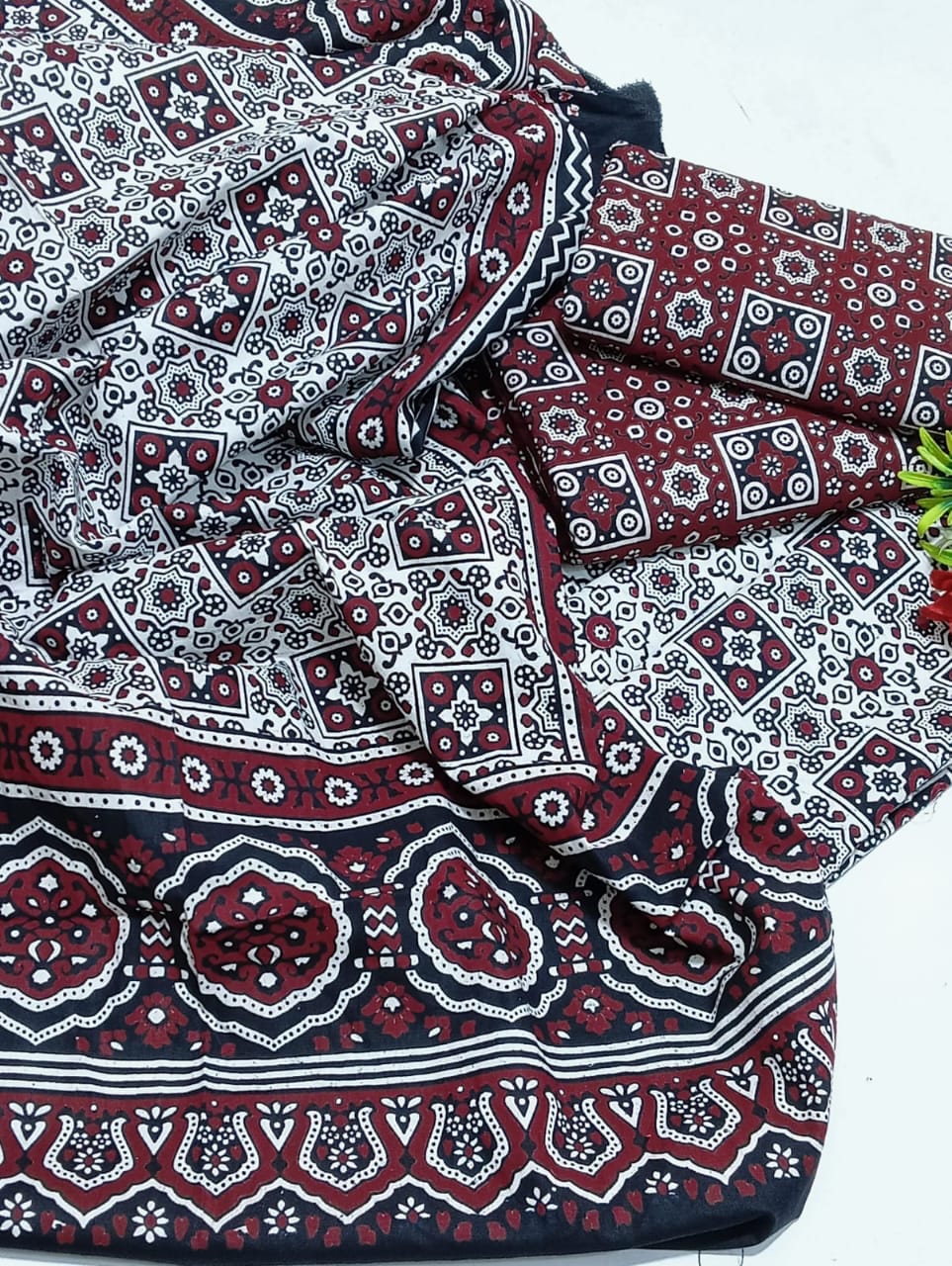 Ajrak Cotton 3 Piece Unstitched Suit 25% OFF