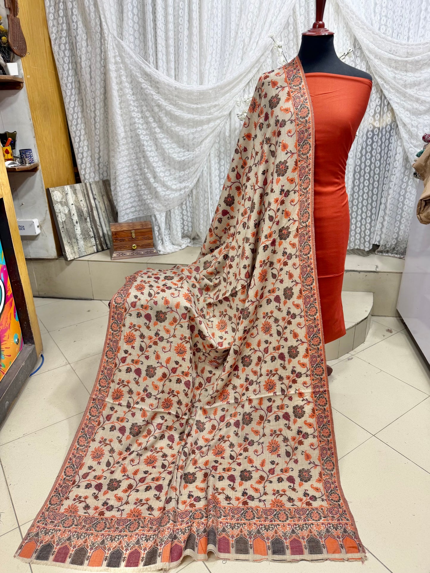 3 Piece Kani Shawl Suit | Plain Marina Suit With Kani Pashmina Shawl Perfect Gift