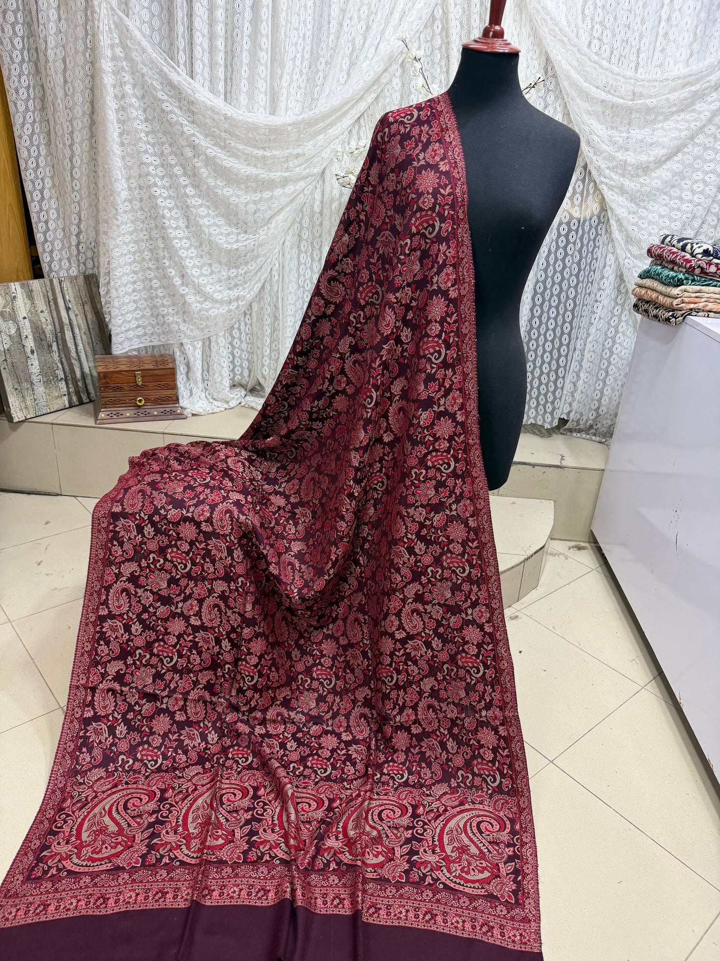 Pashmina Wool Multi Kani Shawl in Full Size | Multi Kani Work