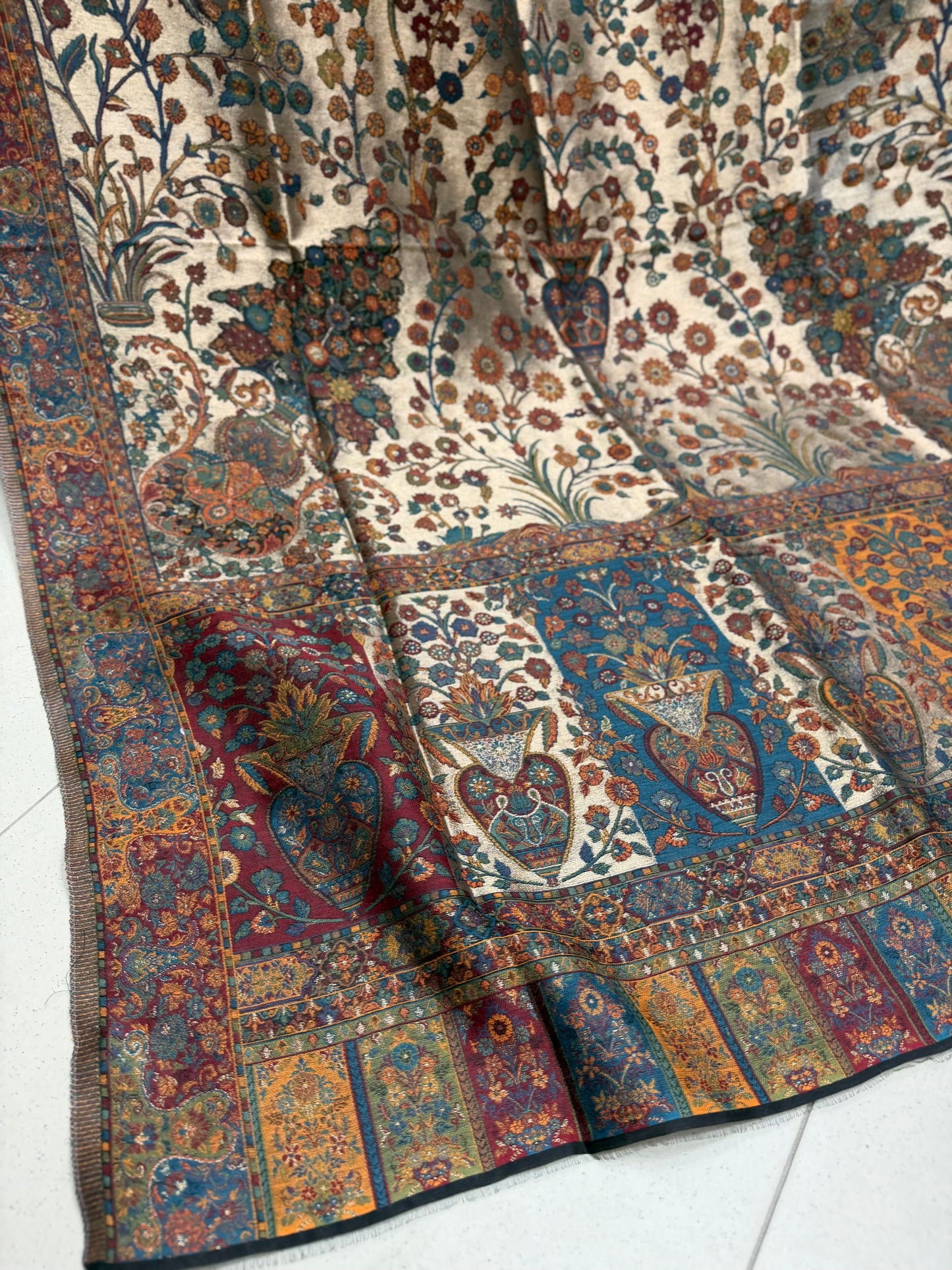 Moonlight Kani Silk Shawl, Wedding Wrap Perfect Gift Made in Kashmir