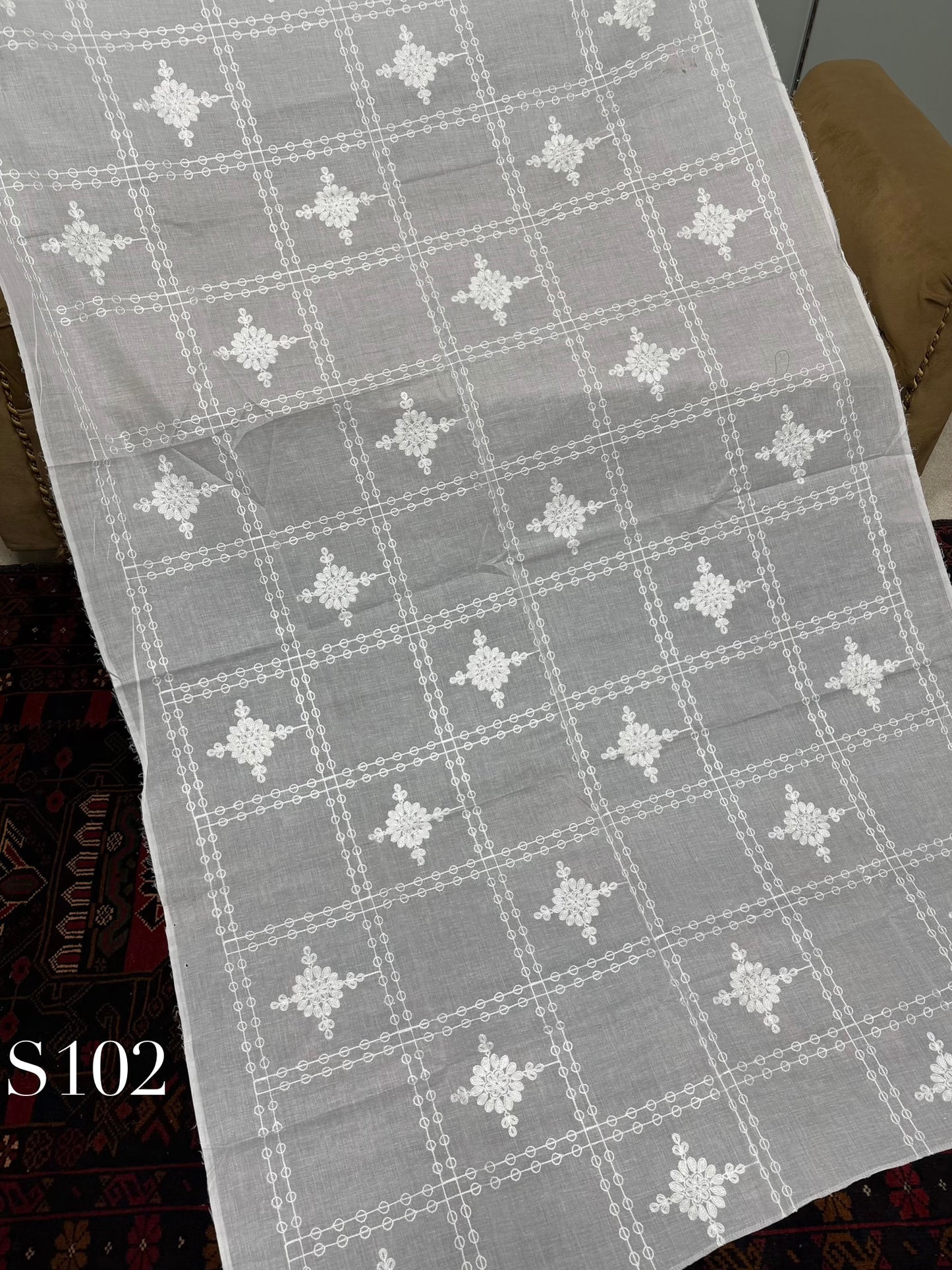 White Pure Lawn Embroidered Dupatta Dyeable | S102