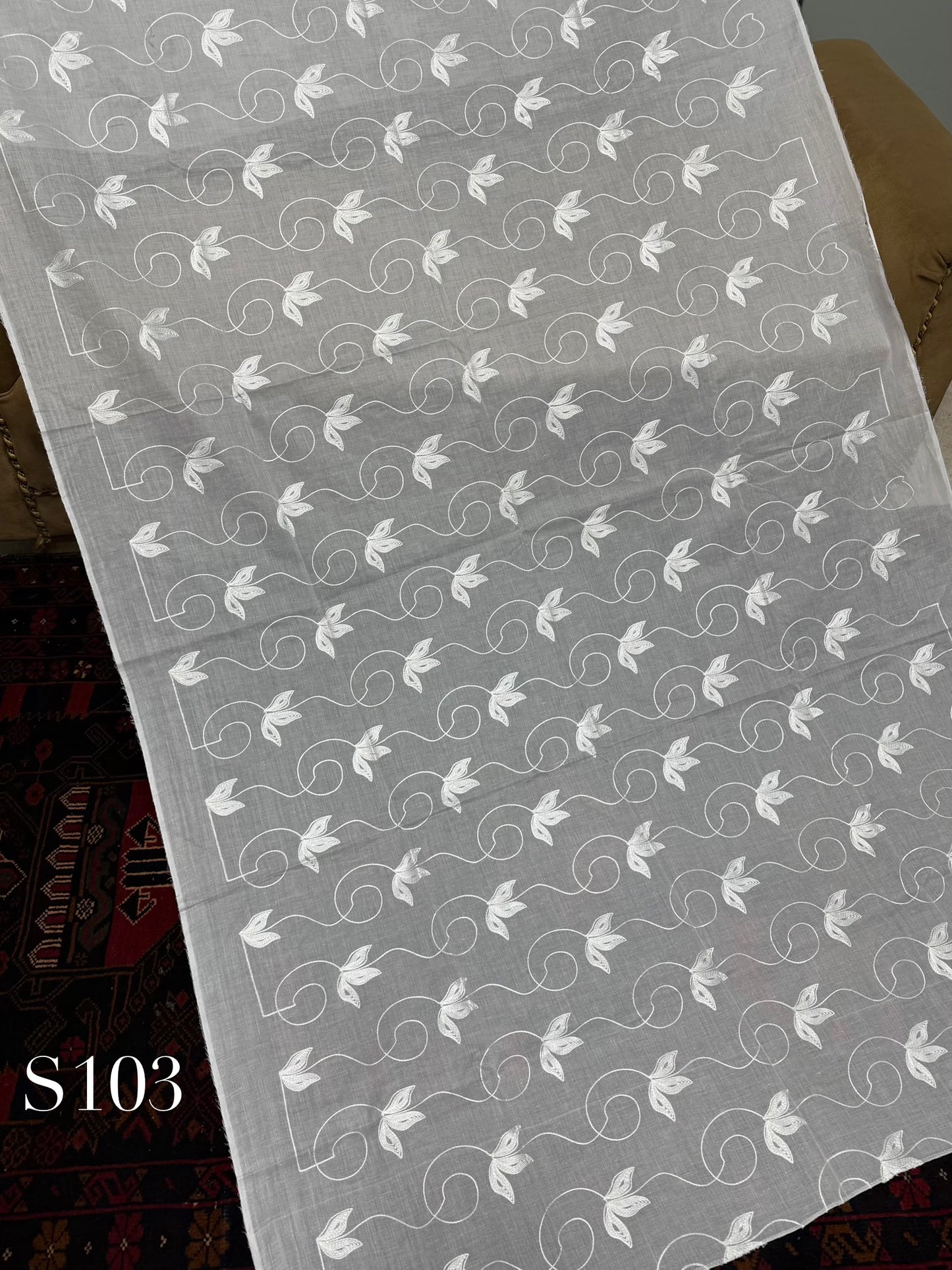 White Pure Lawn Embroidered Dupatta Dyeable | S103