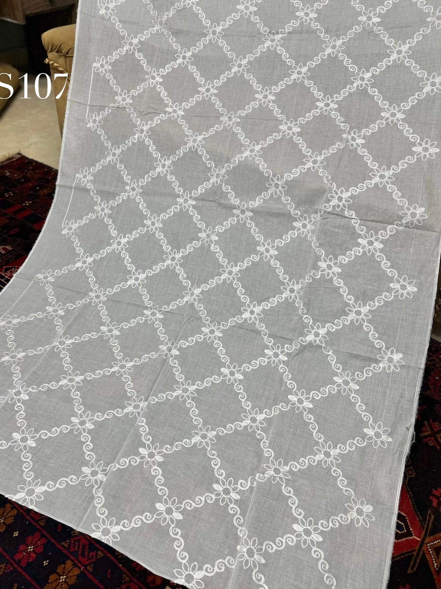 White Pure Lawn Embroidered Dupatta Dyeable | S107