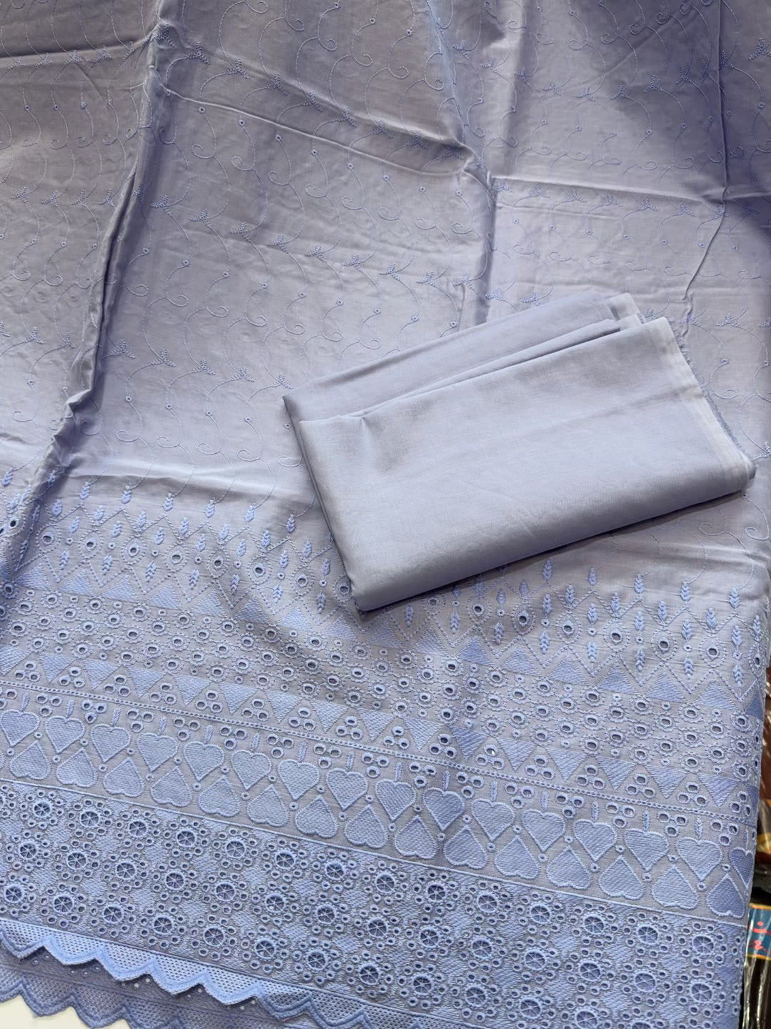 Chikankari Lawn 2 Piece Suit Daman Bore Long Length Suit | Baby Blue