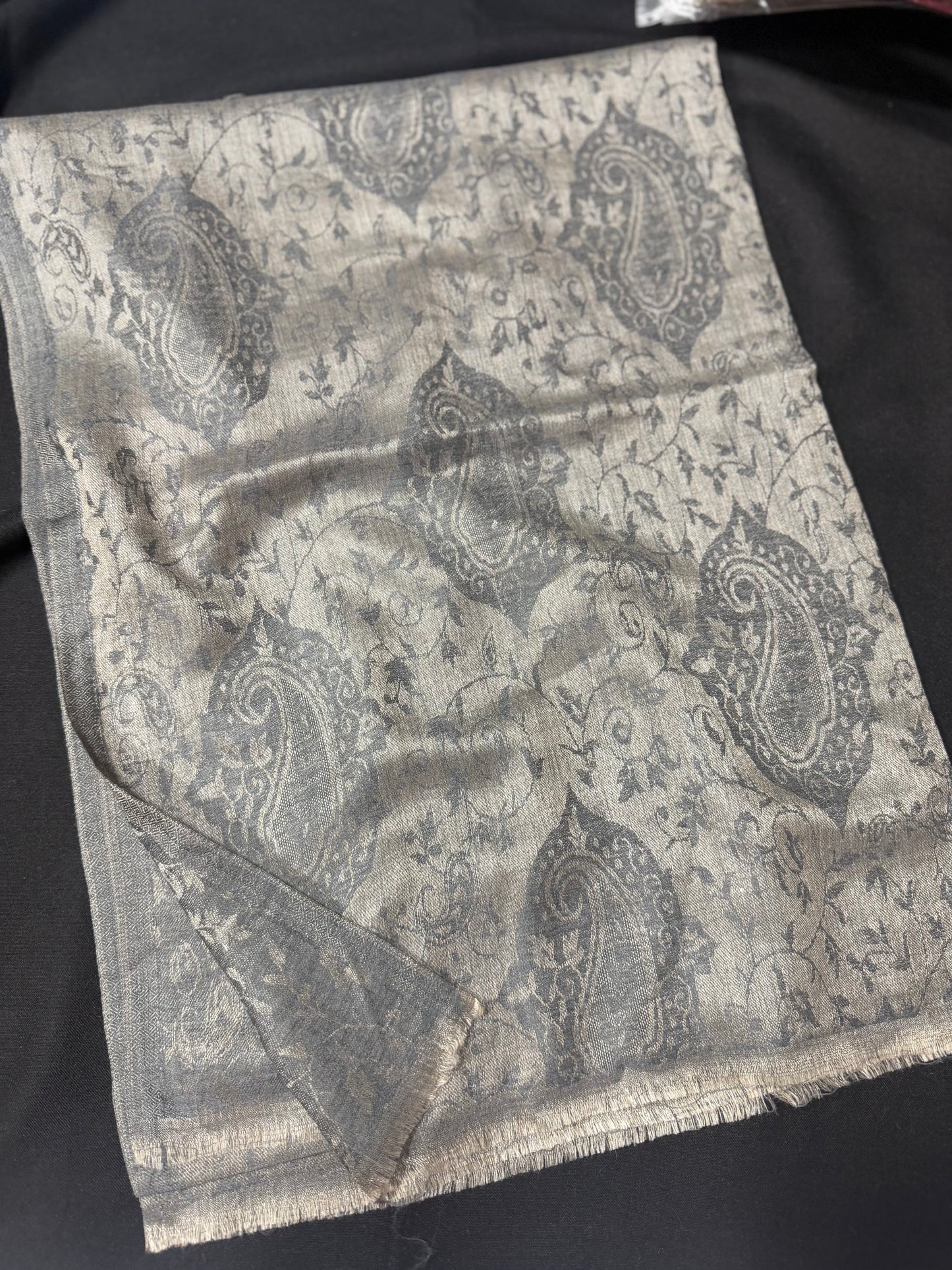 Plain Self Toosh Shawl | Self Design Plain Kashmiri Pure Shawl Perfect Gift | Skin Grey