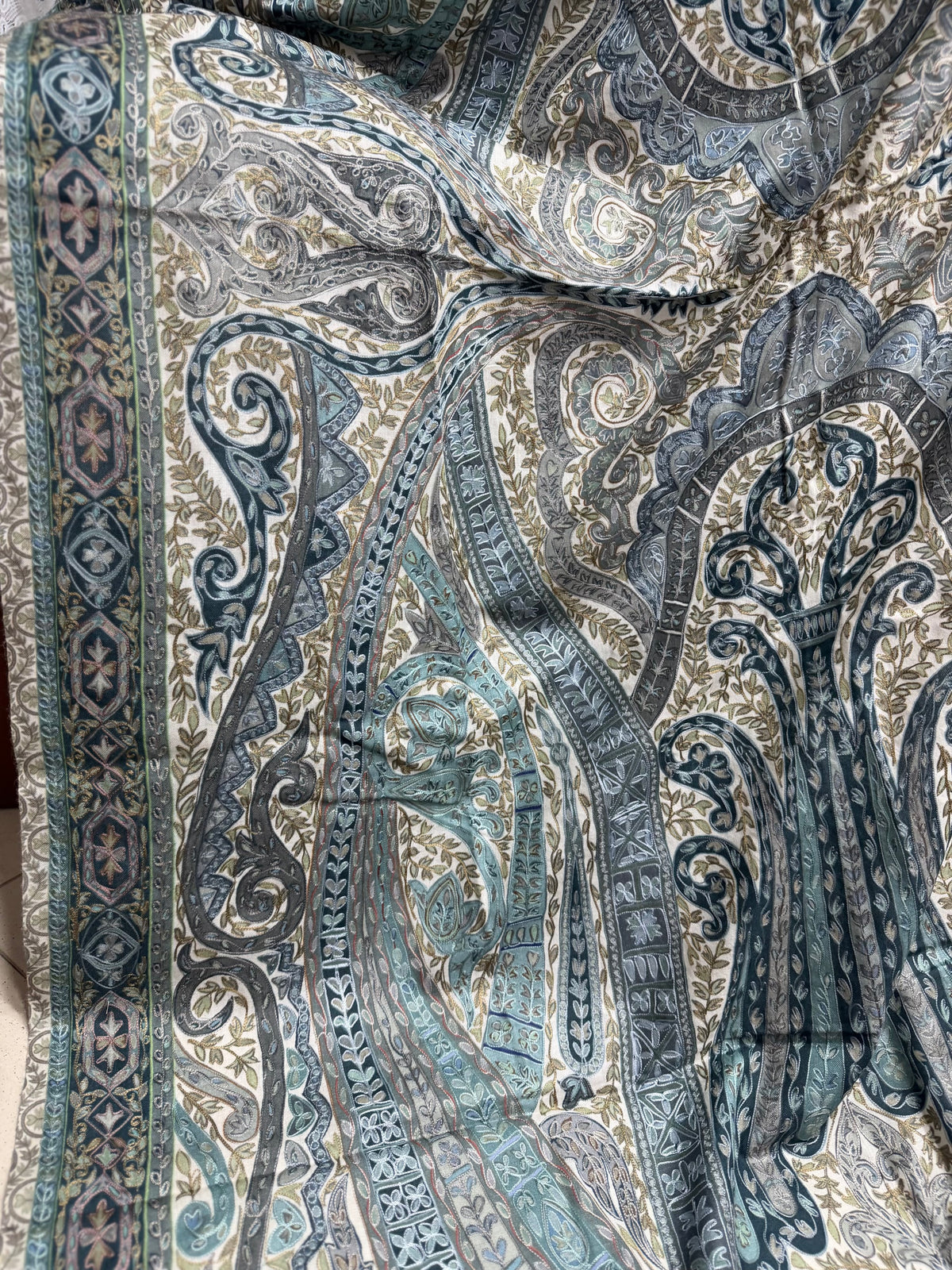 Qalamkar Shawl on Toosh Base | Made in Kashmir Multicolor Floral Design | Q102