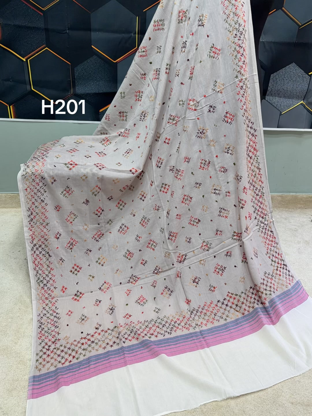Handmade Lawn Shawl | Fine Thread Work Pure Lawn Shawl H201