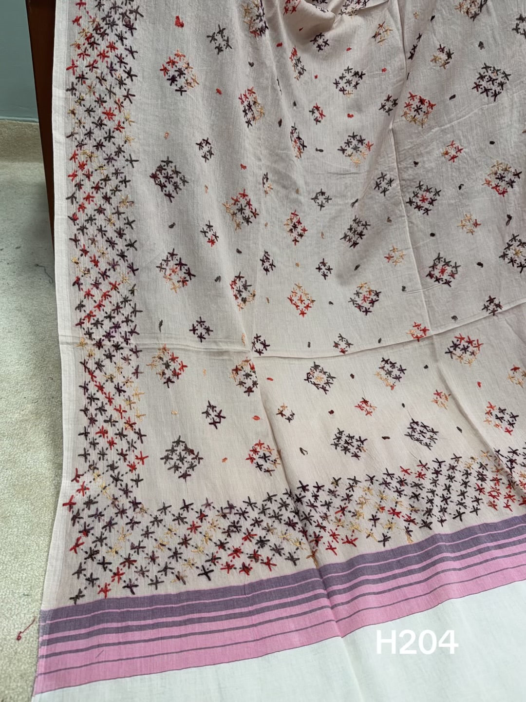 Handmade Lawn Shawl | Fine Thread Work Pure Lawn Shawl H204