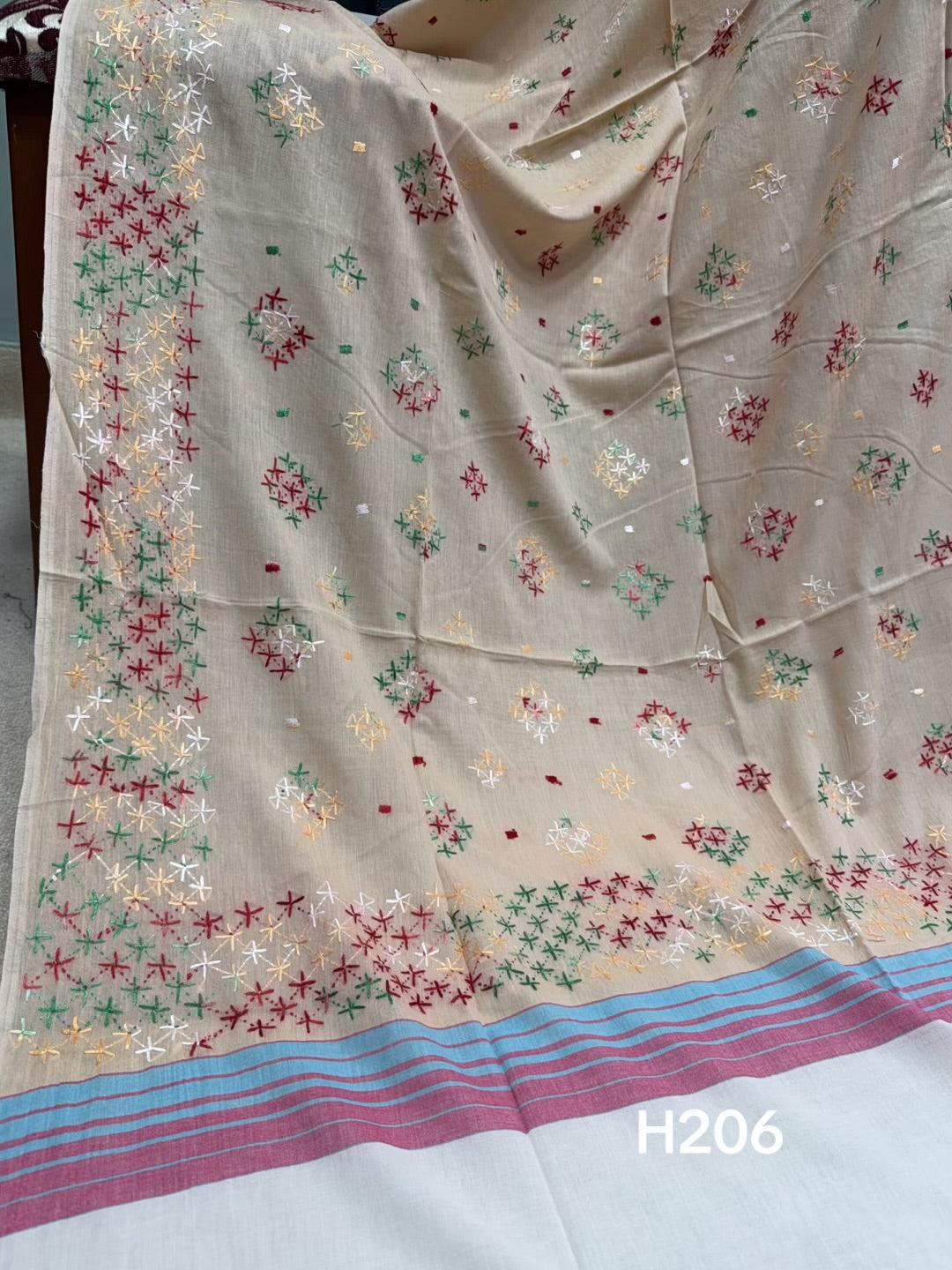 Handmade Lawn Shawl | Fine Thread Work Pure Lawn Shawl H206
