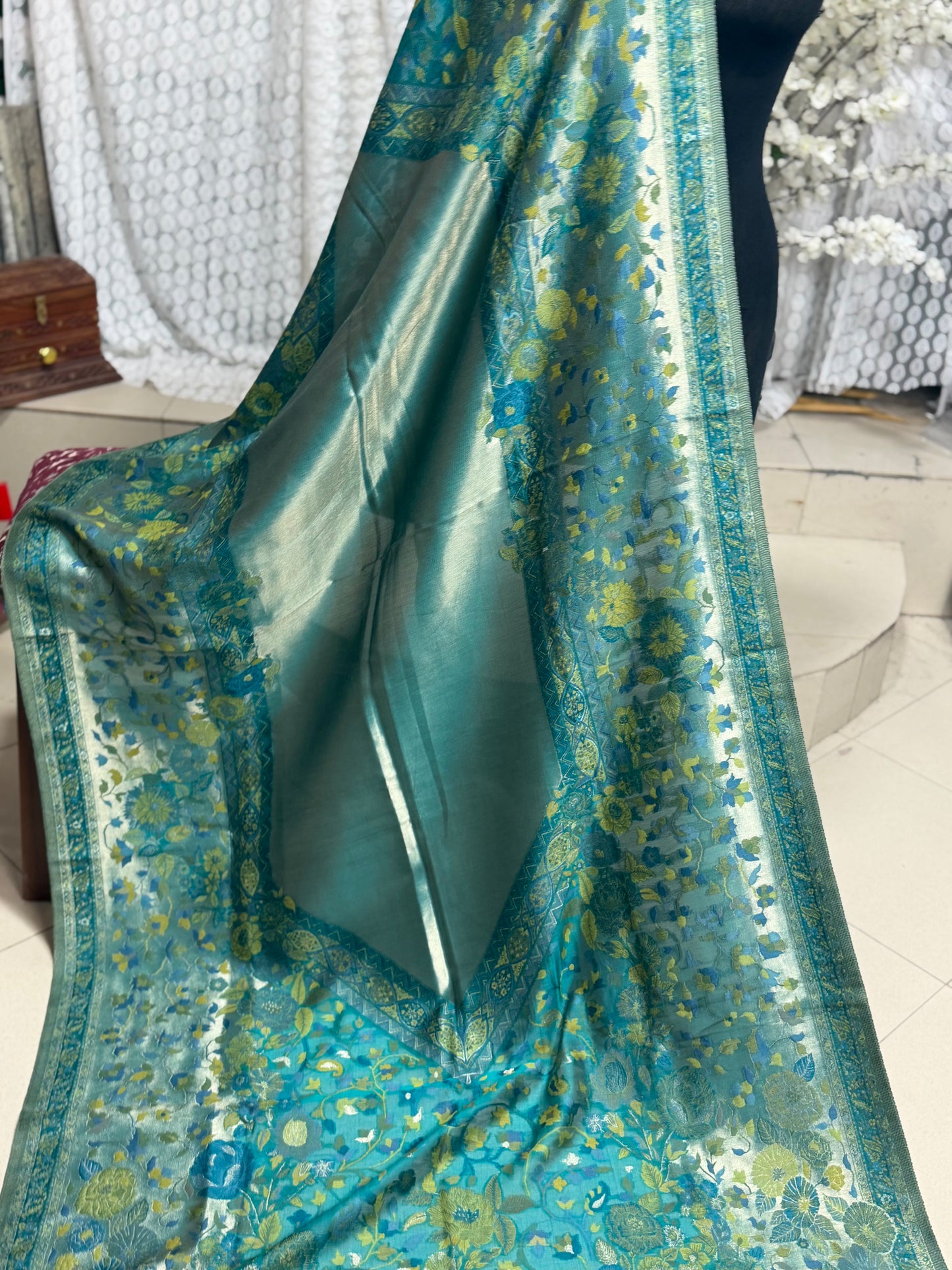 Moonlight Kani Silk Shawl, Wedding Wrap Perfect Gift Made in Kashmir