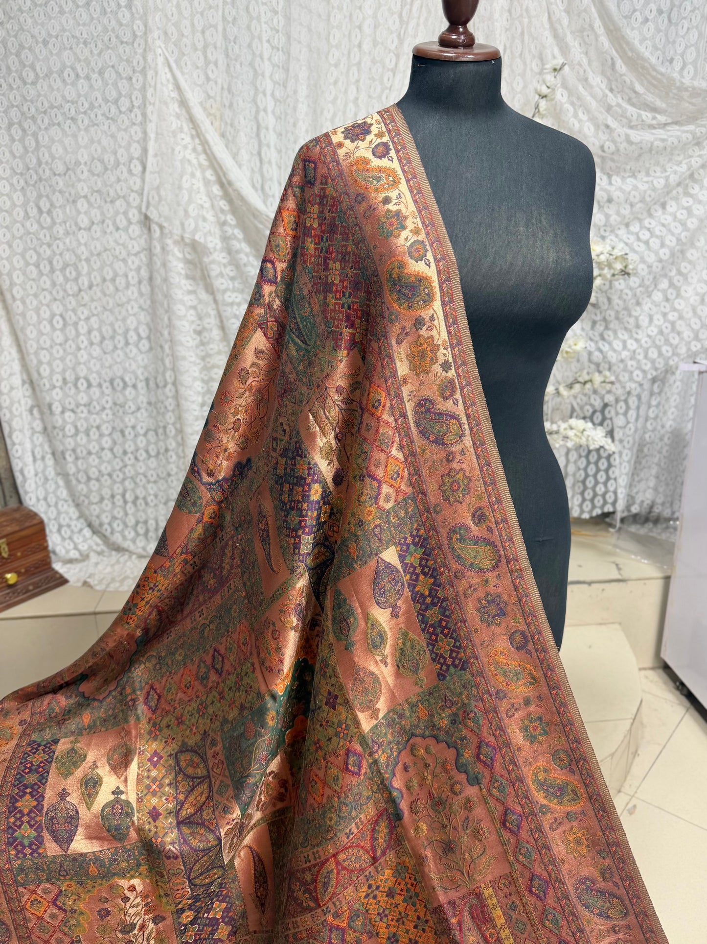 Moonlight Kani Silk Shawl, Wedding Wrap Perfect Gift Made in Kashmir