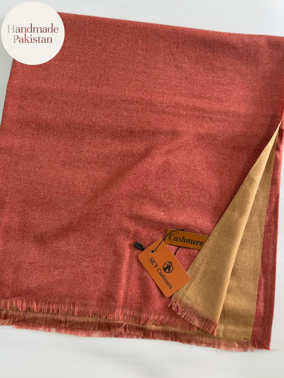 Reversible Pashmina Shawl | Double Side Pure Plain Pashmina Shawl | Carrot Skin