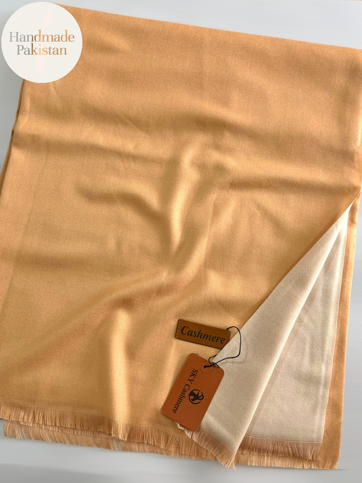 Reversible Pashmina Shawl | Double Side Pure Plain Pashmina Shawl | Peach Skin