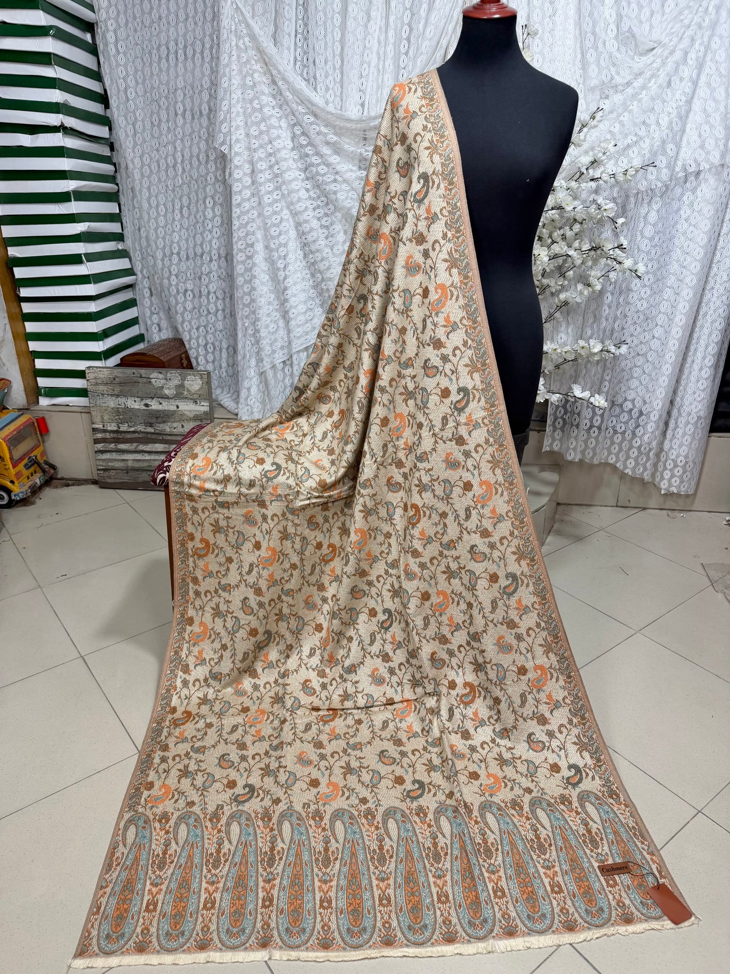 Kani Shawl | Sky Cashmere Pure Wool Shawl Perfect Soft Material for Winter | Light Skin
