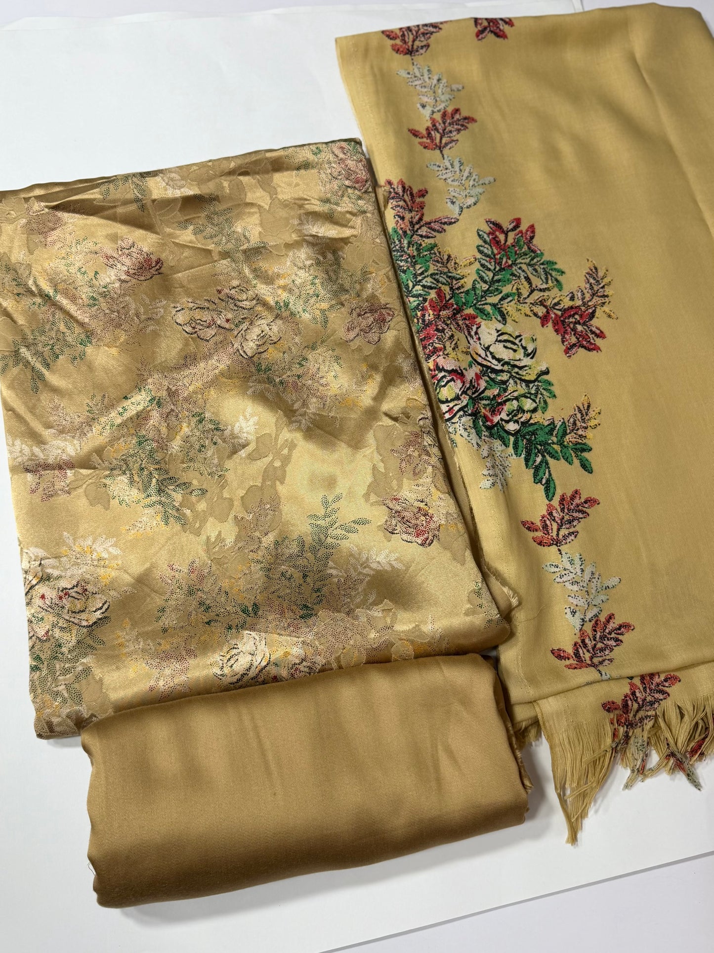 China Pati Suit With Wool Shawl | Pure China Pati Silk | Perfect Material Gift Article