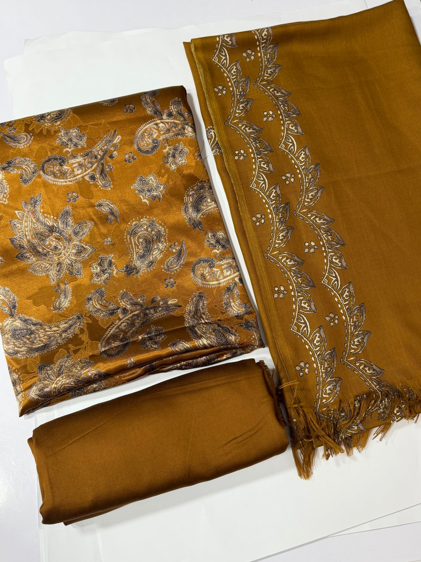 China Pati Suit With Wool Shawl | Pure China Pati Silk | Perfect Material Gift Article