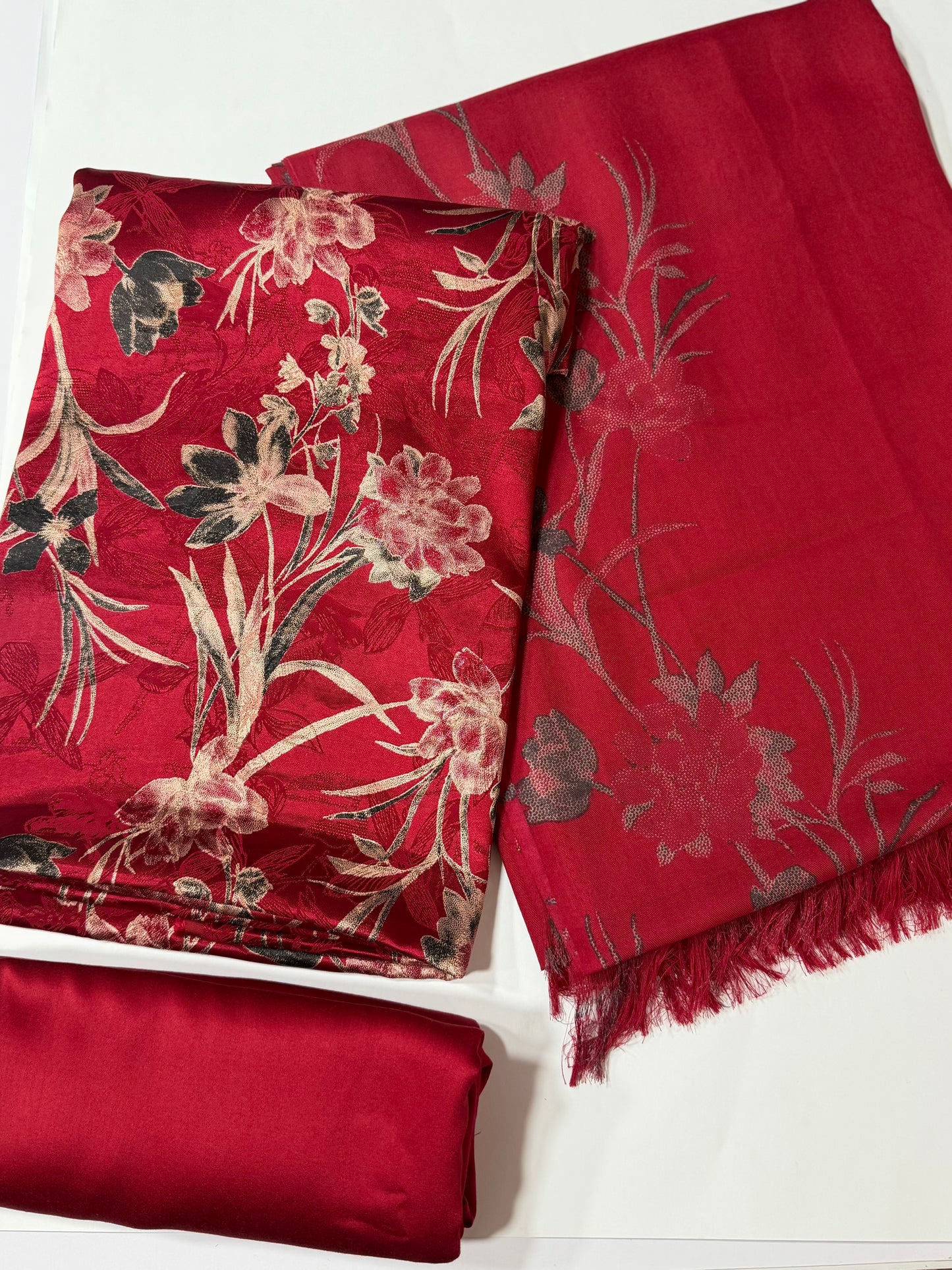 China Pati Suit With Wool Shawl | Pure China Pati Silk | Perfect Material Gift Article