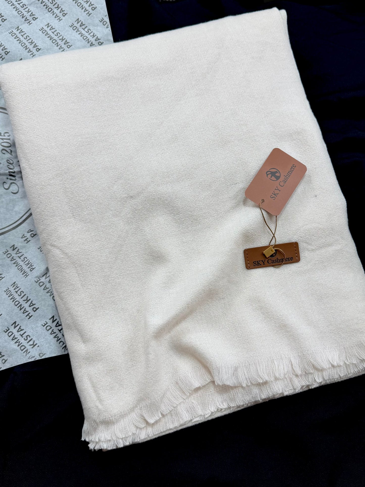 Sky Cashmere Plain Pashmina Shawl Perfect Soft Material for Winter | Off White