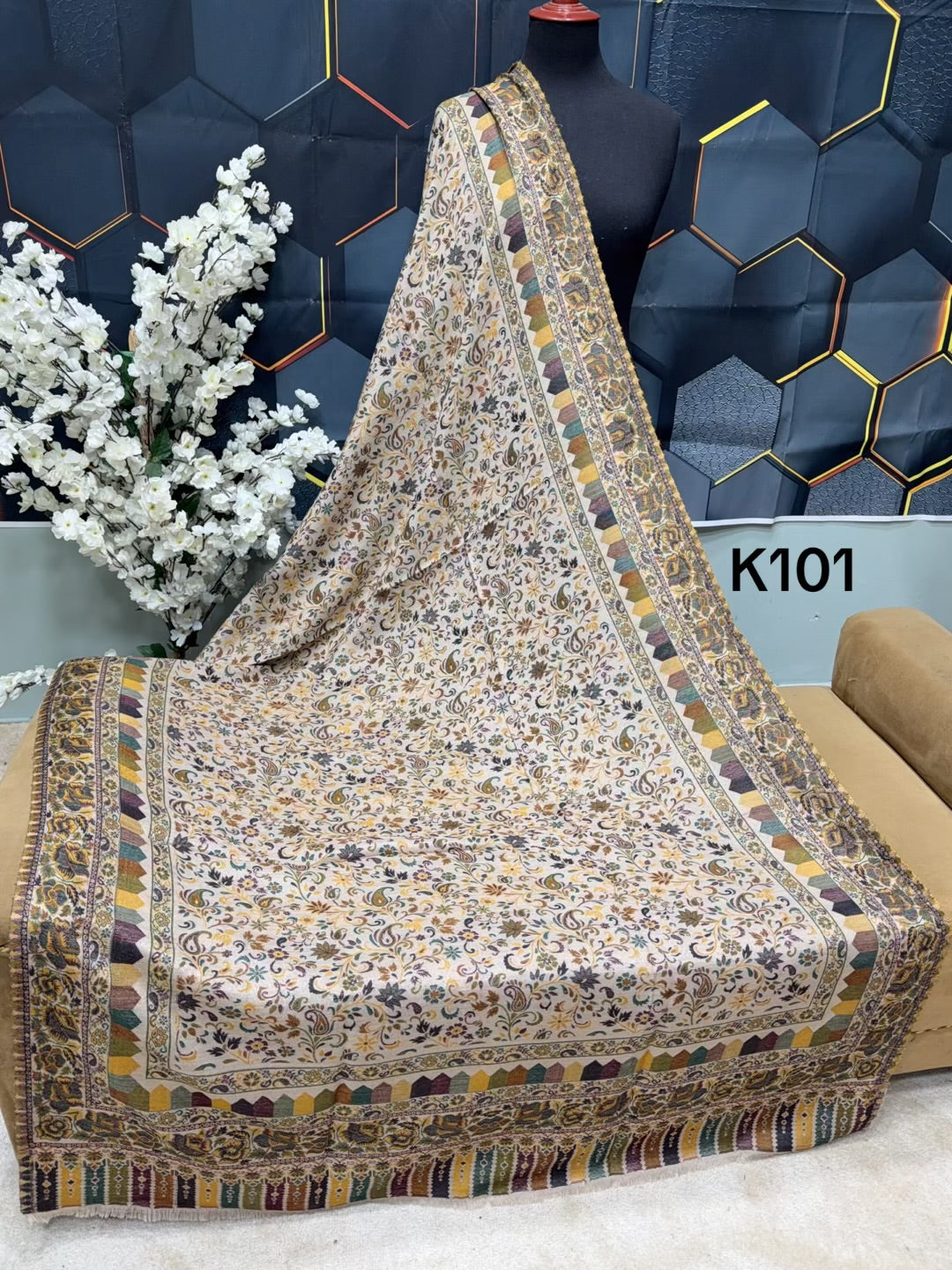 Pashmina Wool Kani Shawl in Full Size Multi Color | K101